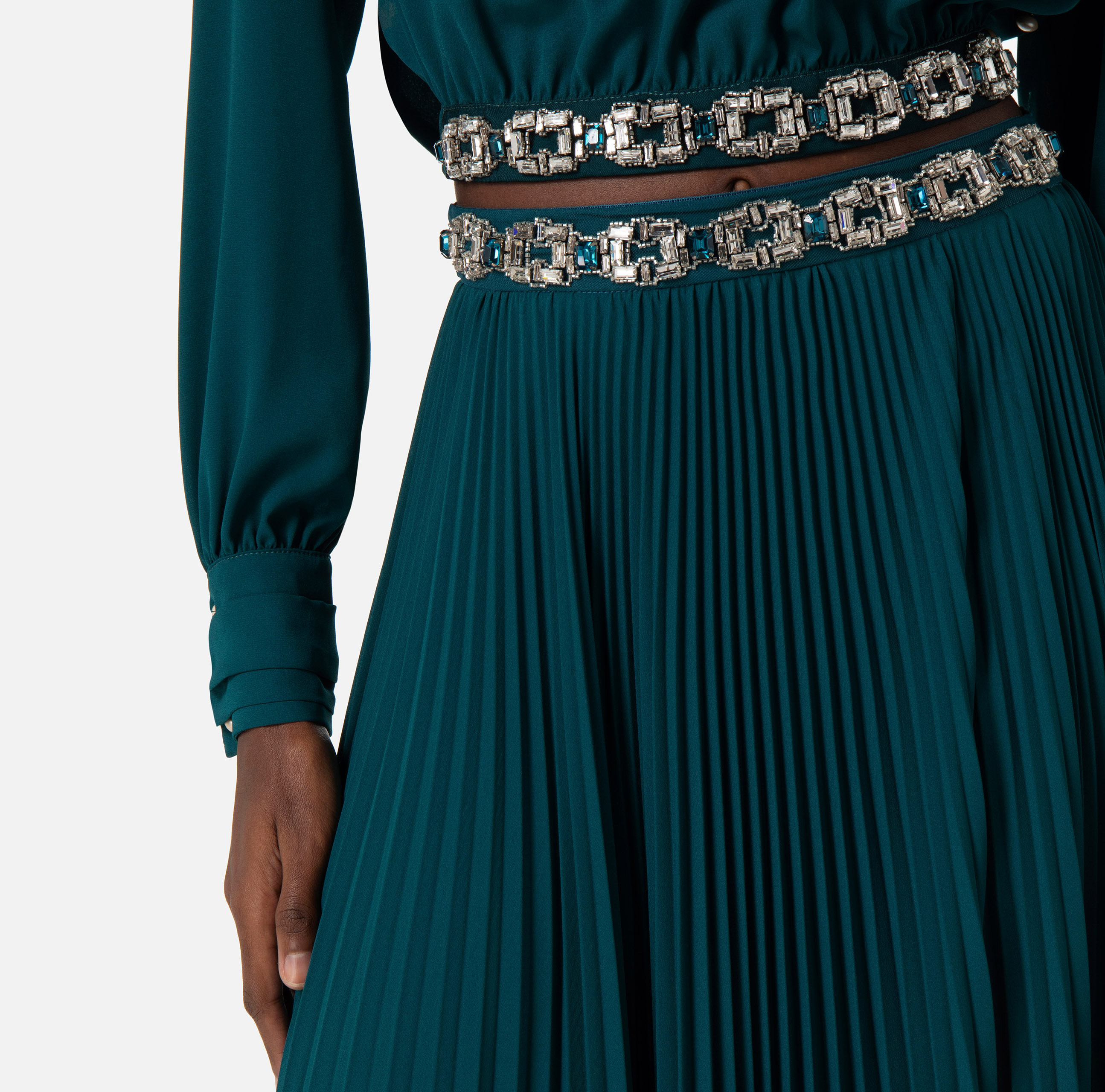 Embroidered long skirt in georgette fabric - Elisabetta Franchi