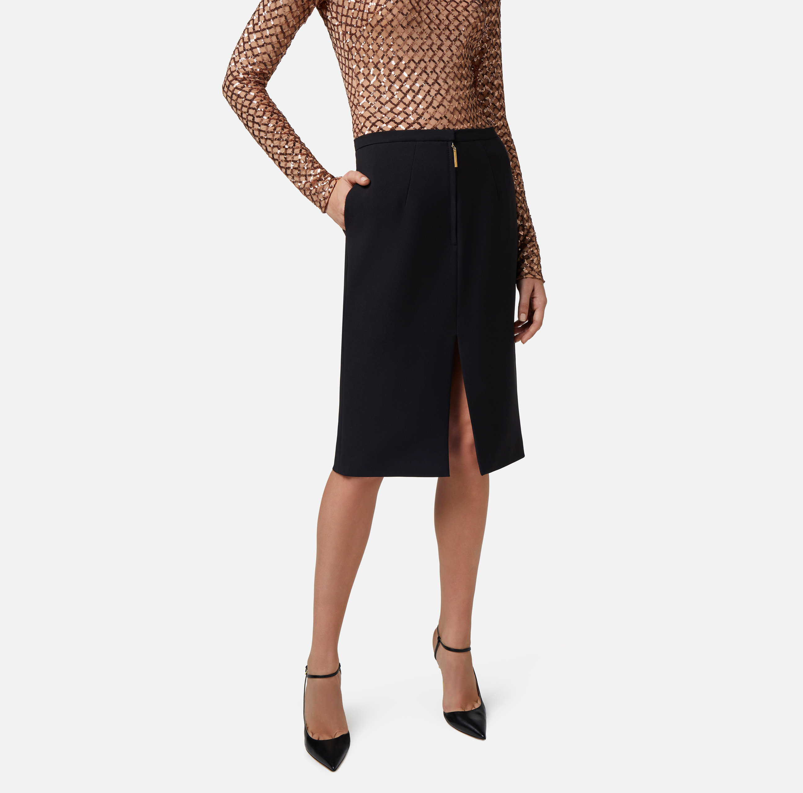 Midi skirt in lightweight crêpe fabric - Elisabetta Franchi