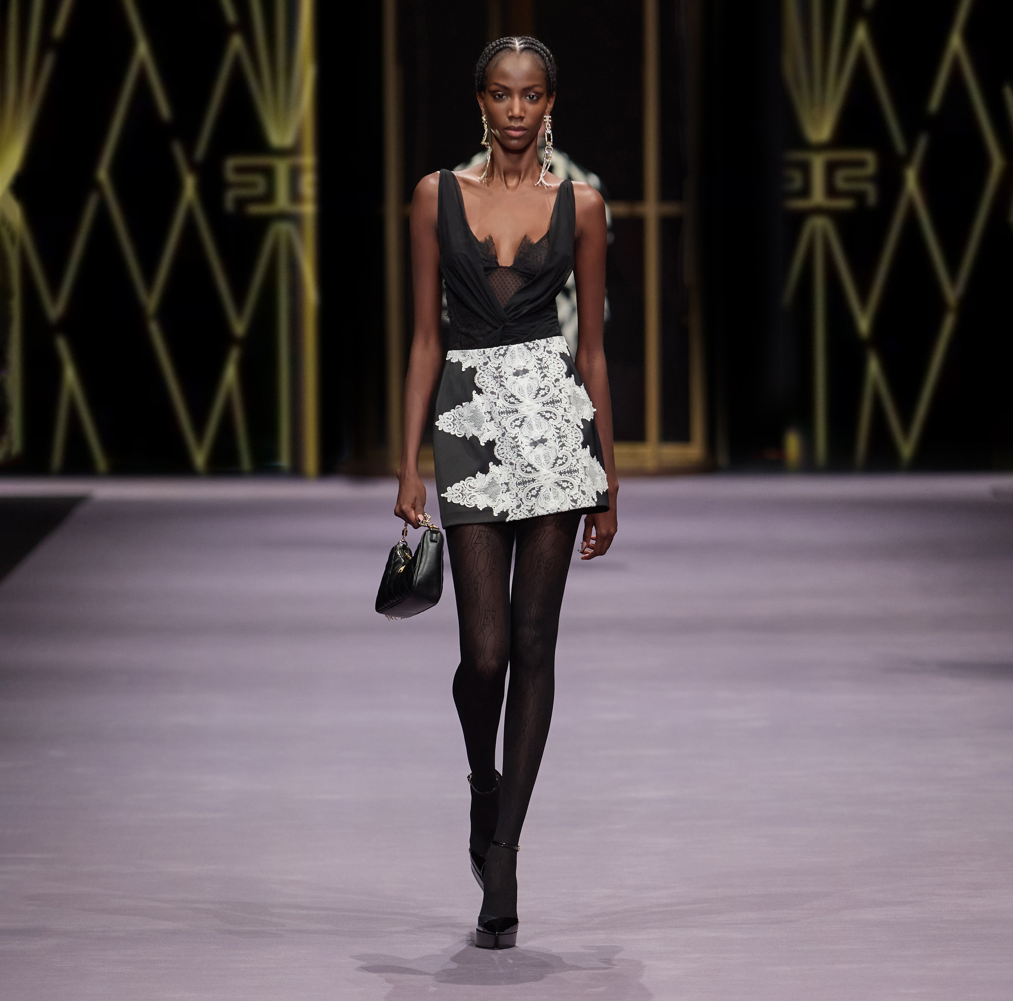 Viscose miniskirt with lace - Elisabetta Franchi