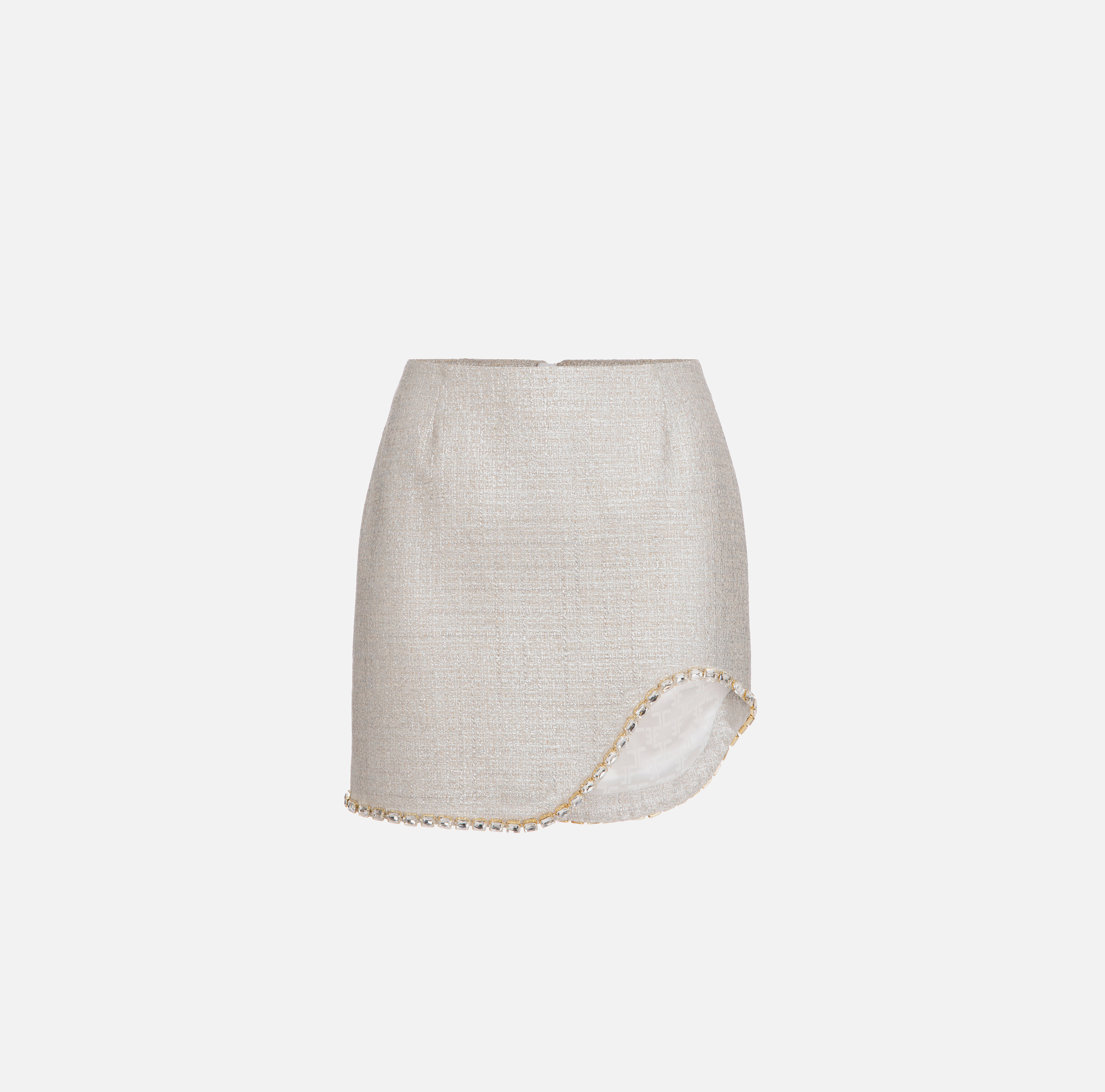 Miniskirt in laminated tweed with rhinestones - ABBIGLIAMENTO - Elisabetta Franchi
