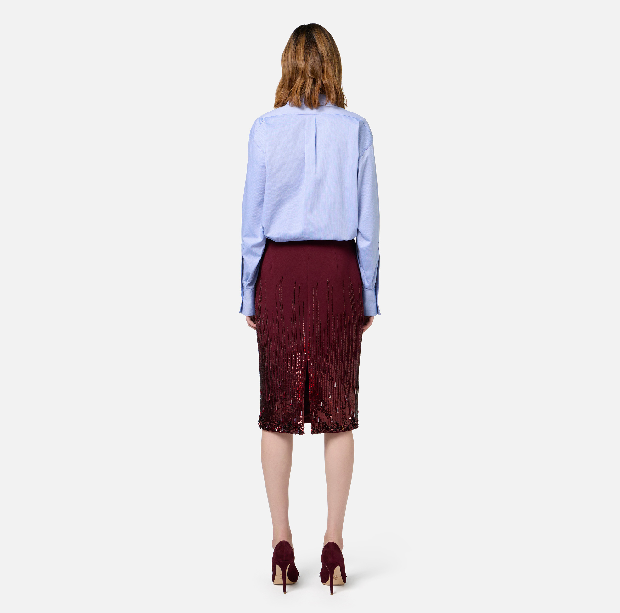 Midi skirt in crêpe fabric embroidered with sequins - Elisabetta Franchi