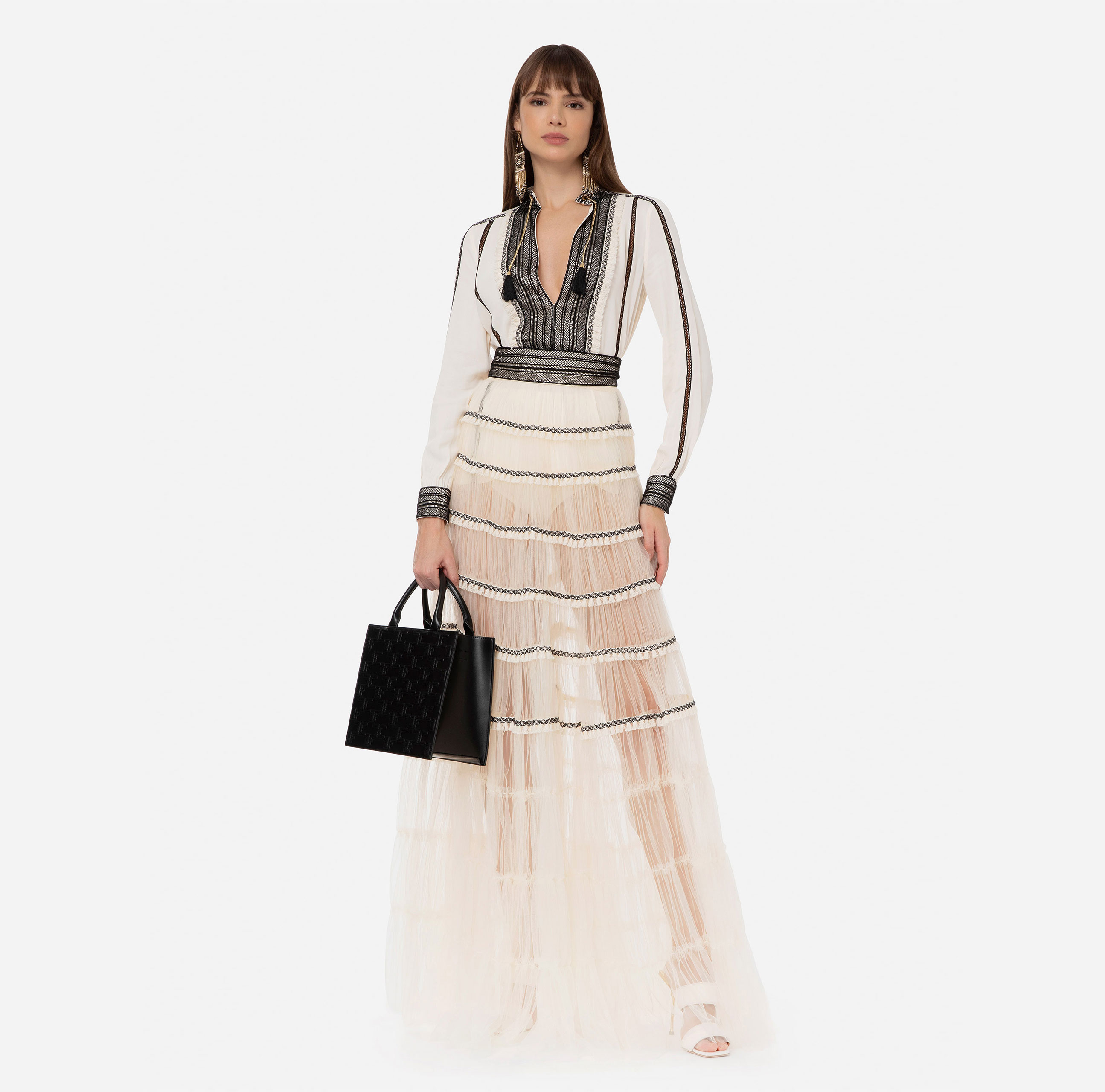Long flounced skirt with ajour pattern - Elisabetta Franchi