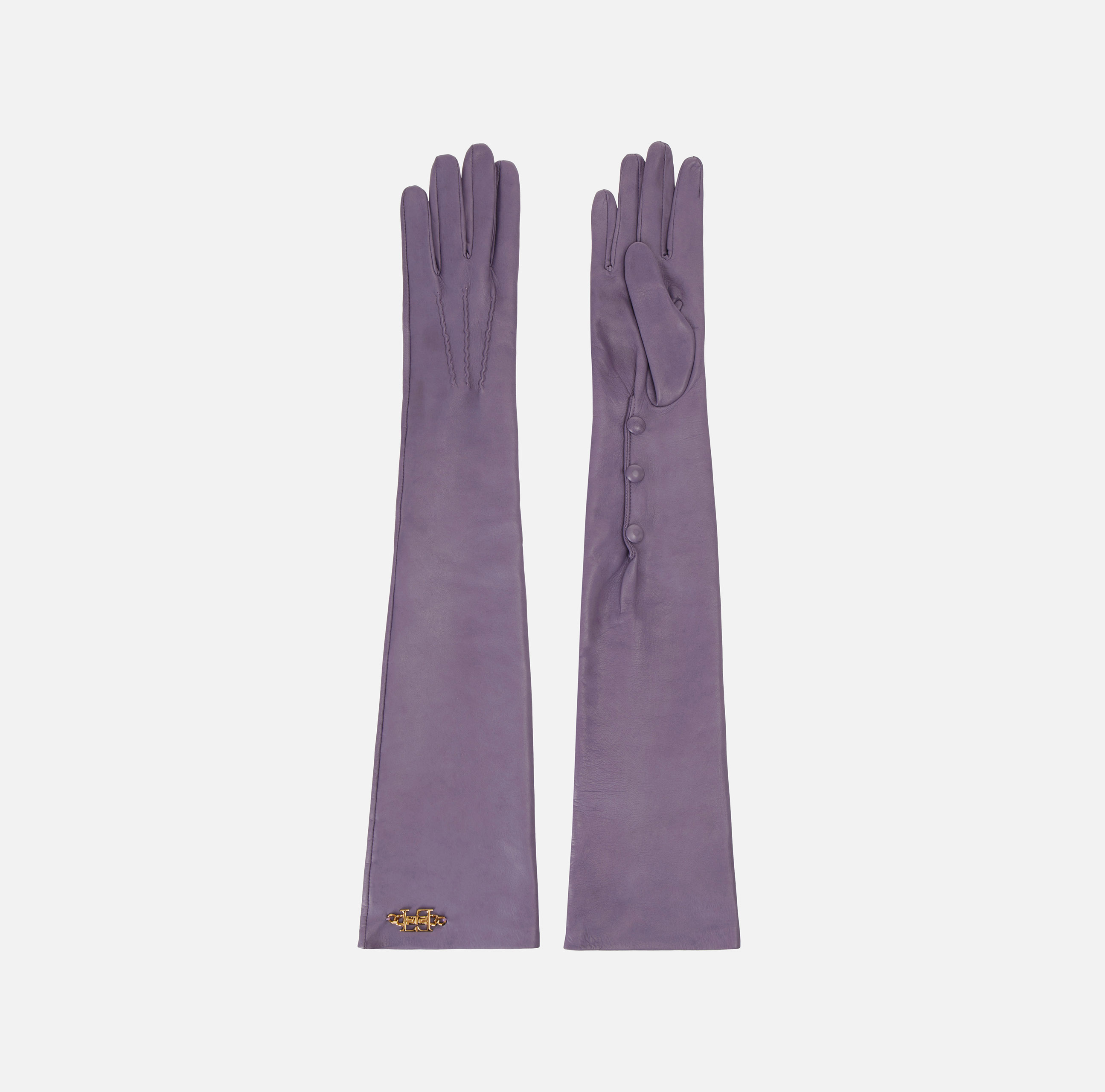 Длинные кожаные перчатки с кнопочками - ACCESSORI - Elisabetta Franchi