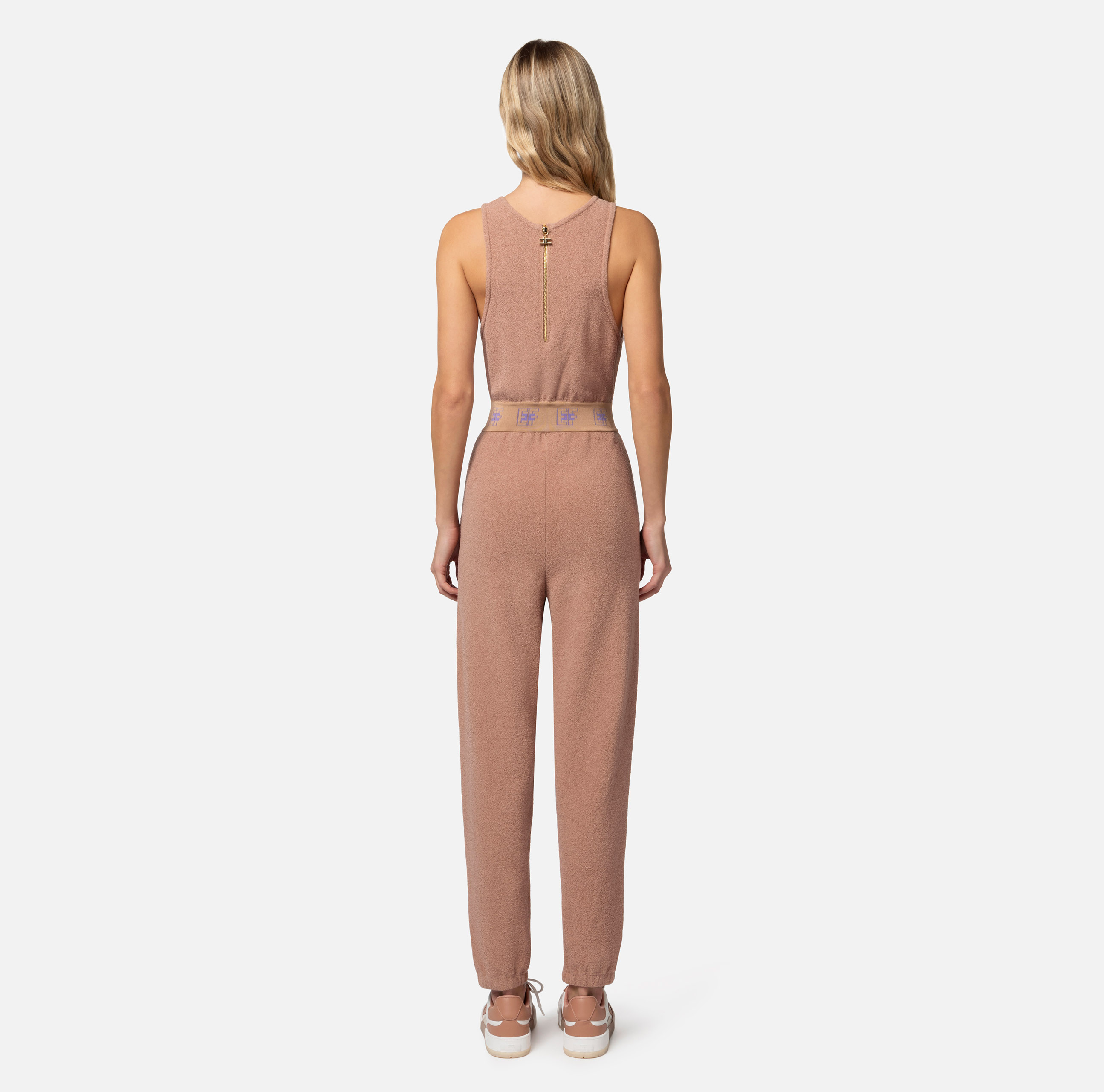 Jumpsuit in cotton fabric with logoed bands and embroidery - Elisabetta Franchi