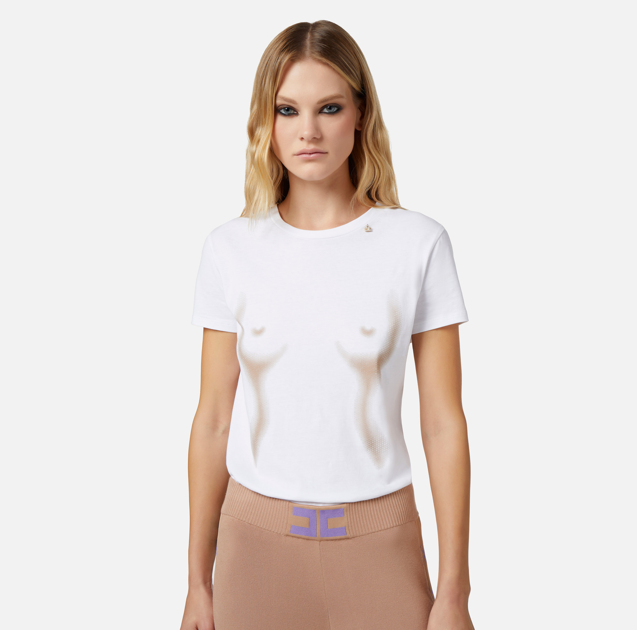 T-shirt in jersey con stampa body morph - Elisabetta Franchi