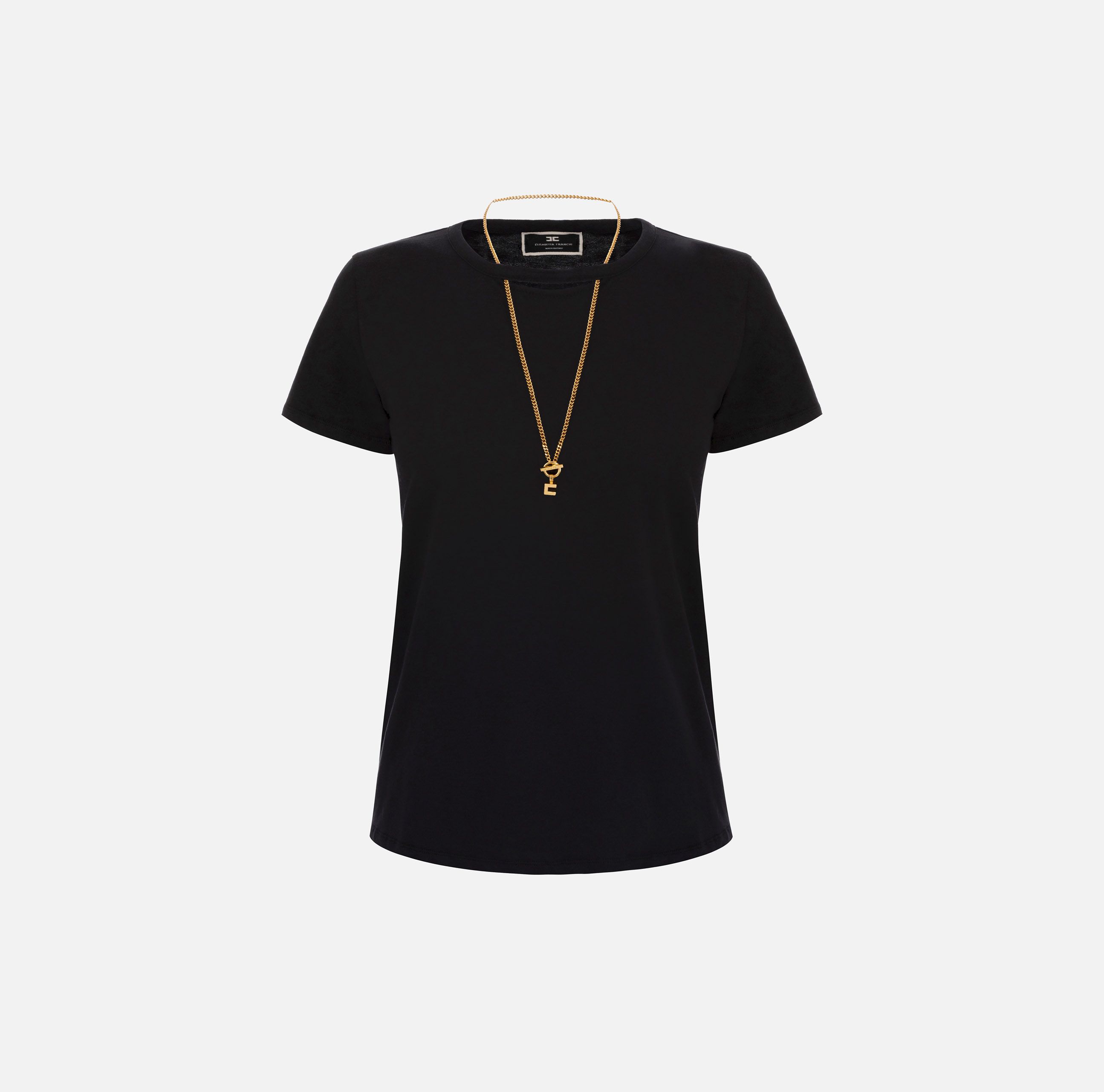 Jersey T-shirt with cut-out and necklace - ABBIGLIAMENTO - Elisabetta Franchi