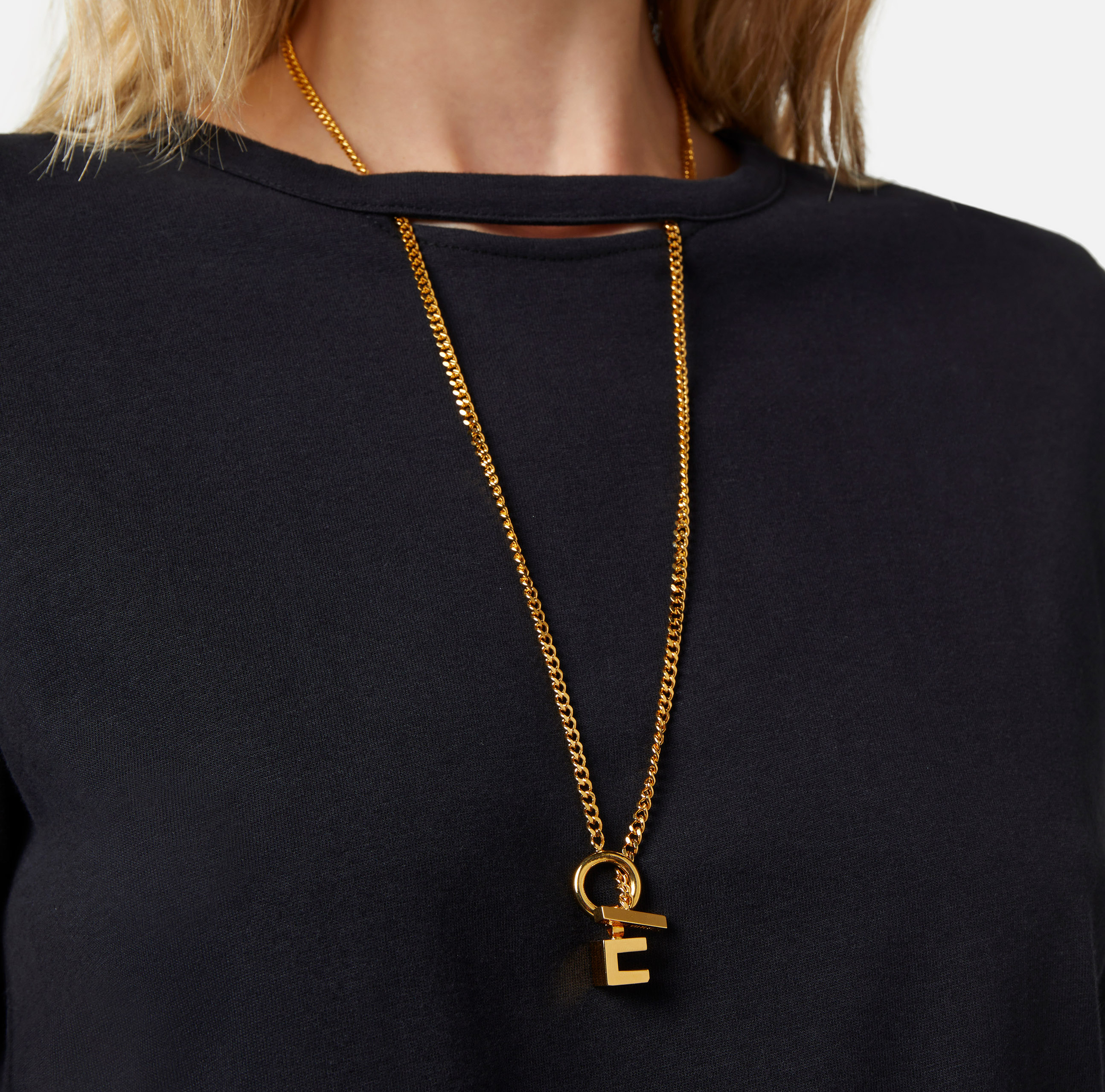 Jersey T-shirt with cut-out and necklace - Elisabetta Franchi