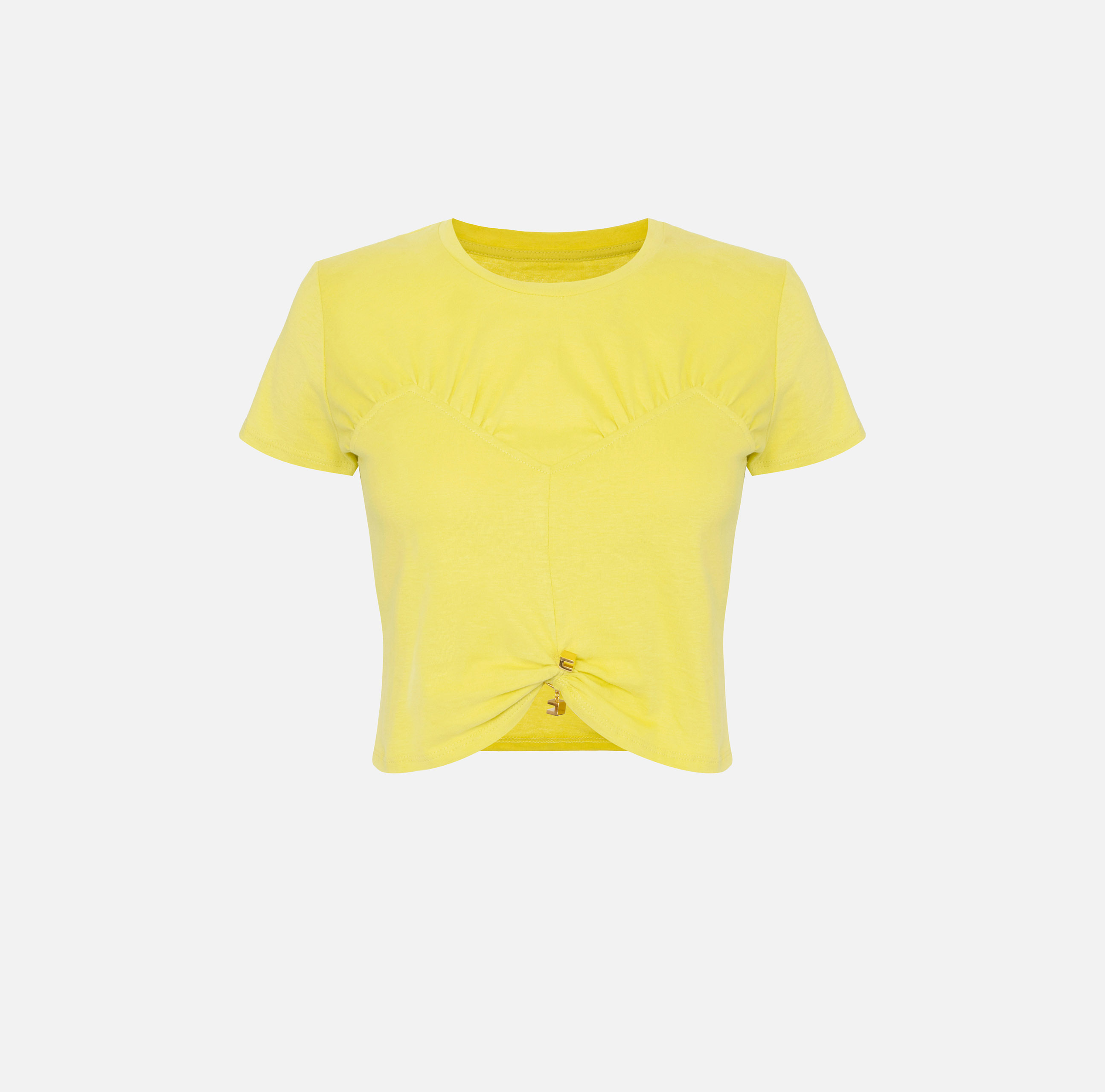 Cropped jersey T-shirt with gather - Elisabetta Franchi