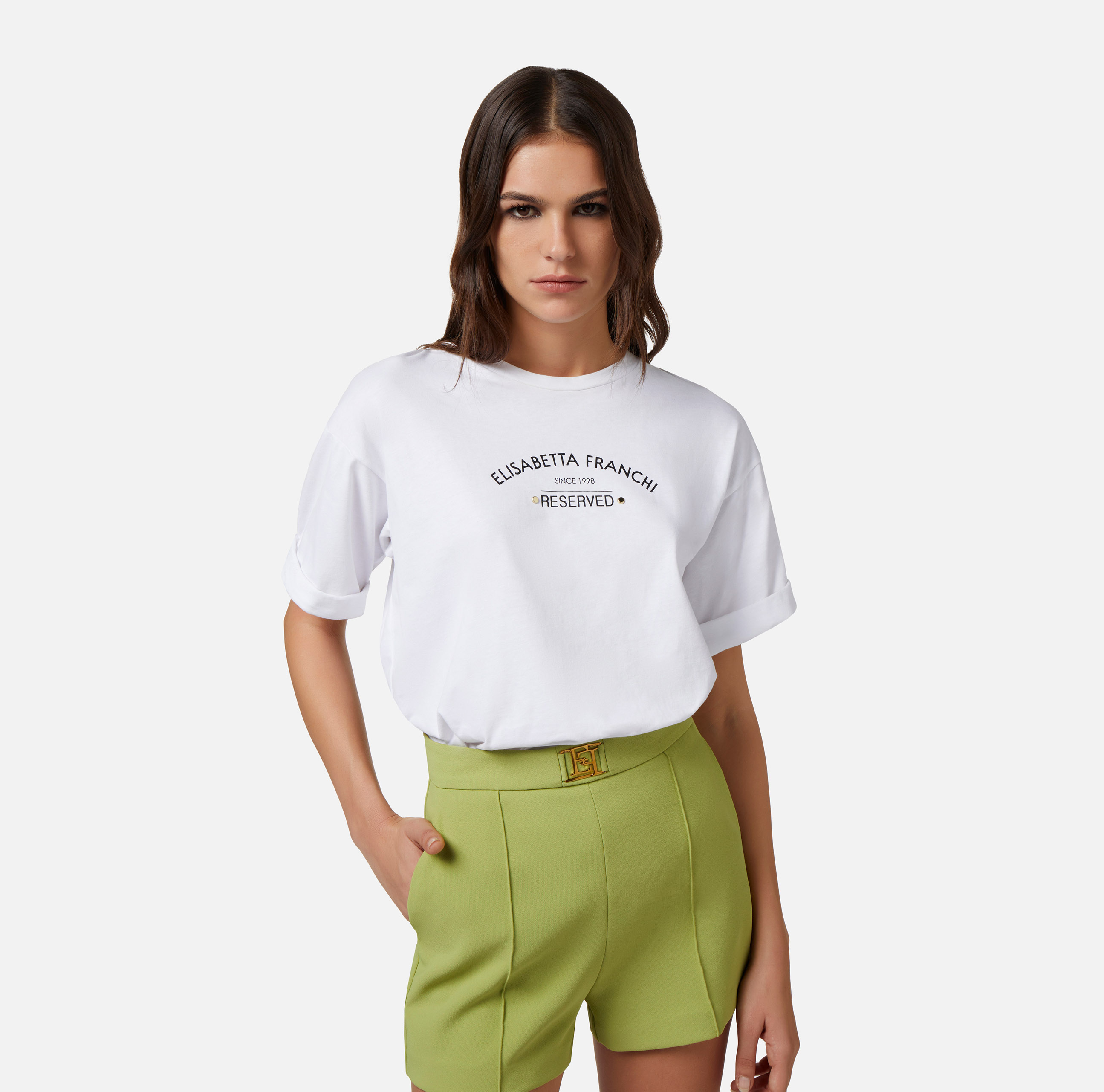 Jersey T-shirt with logo print - Elisabetta Franchi