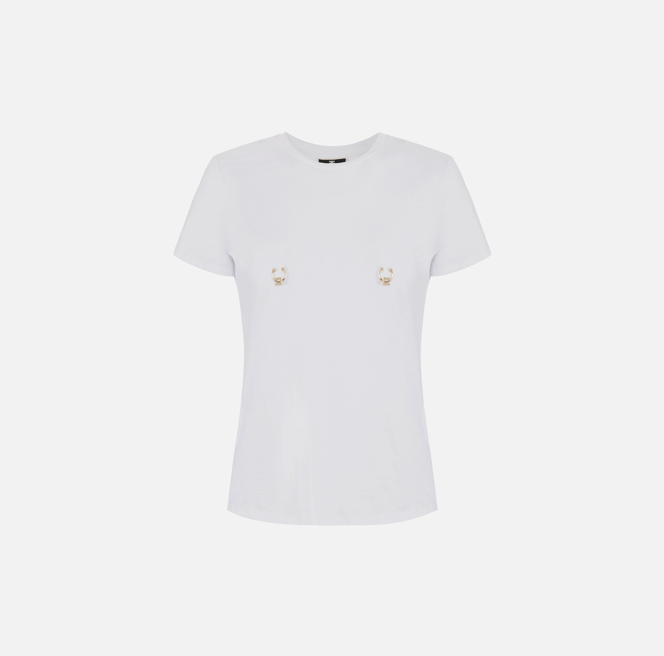 T-shirt z dżerseju z piercingiem - Elisabetta Franchi
