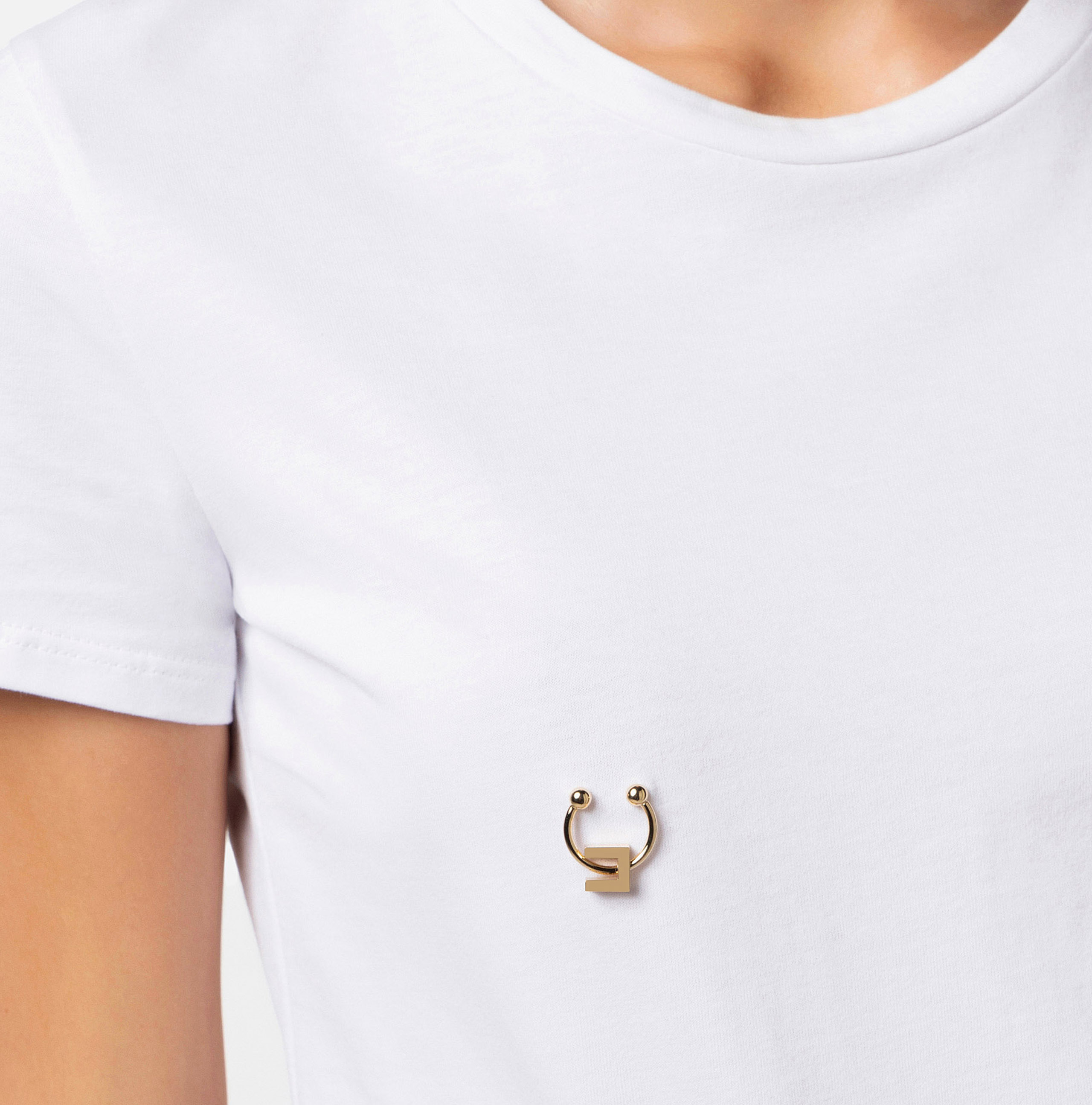 T-shirt z dżerseju z piercingiem - Elisabetta Franchi