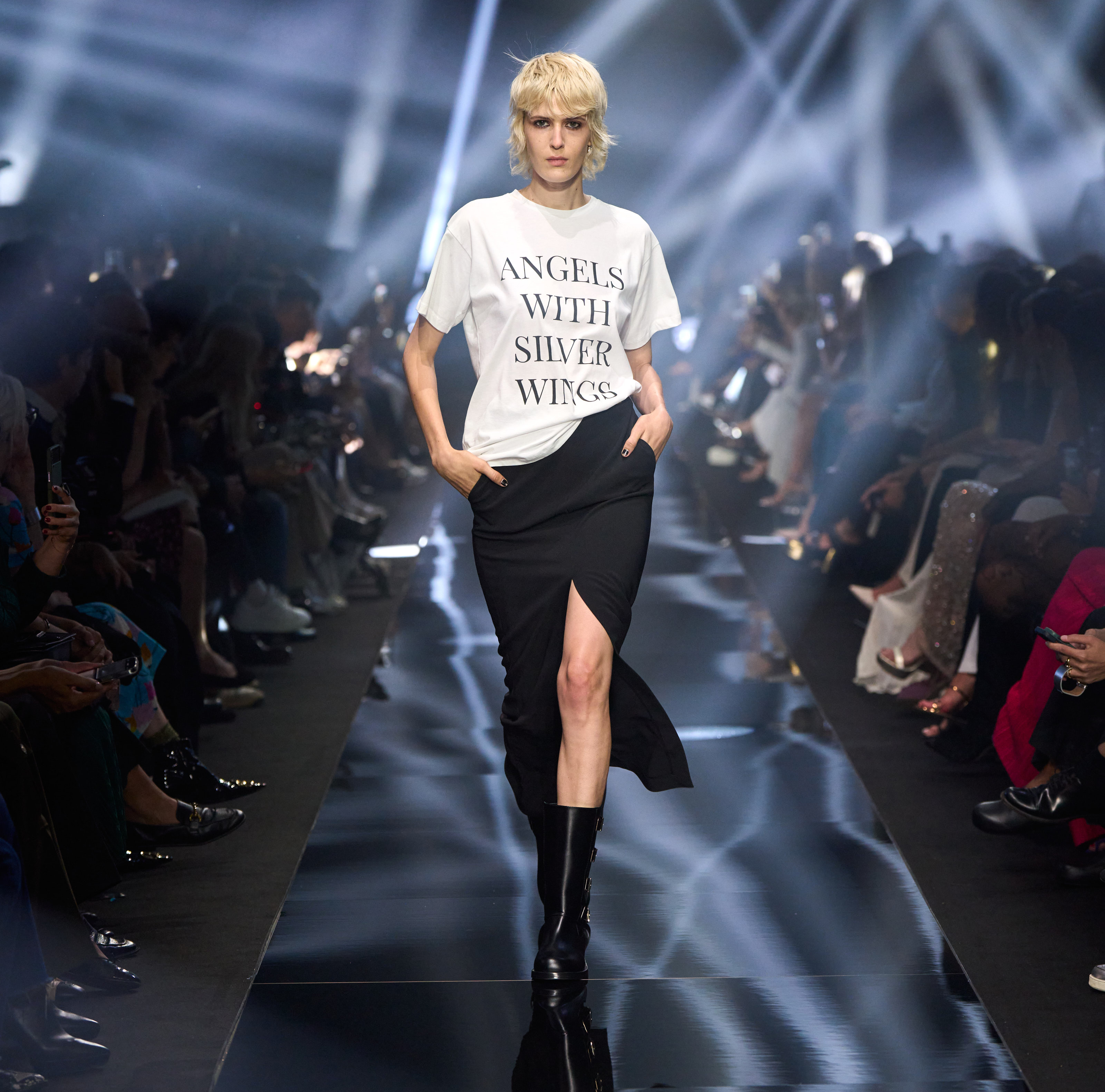 T-shirt van tricot met print - Elisabetta Franchi