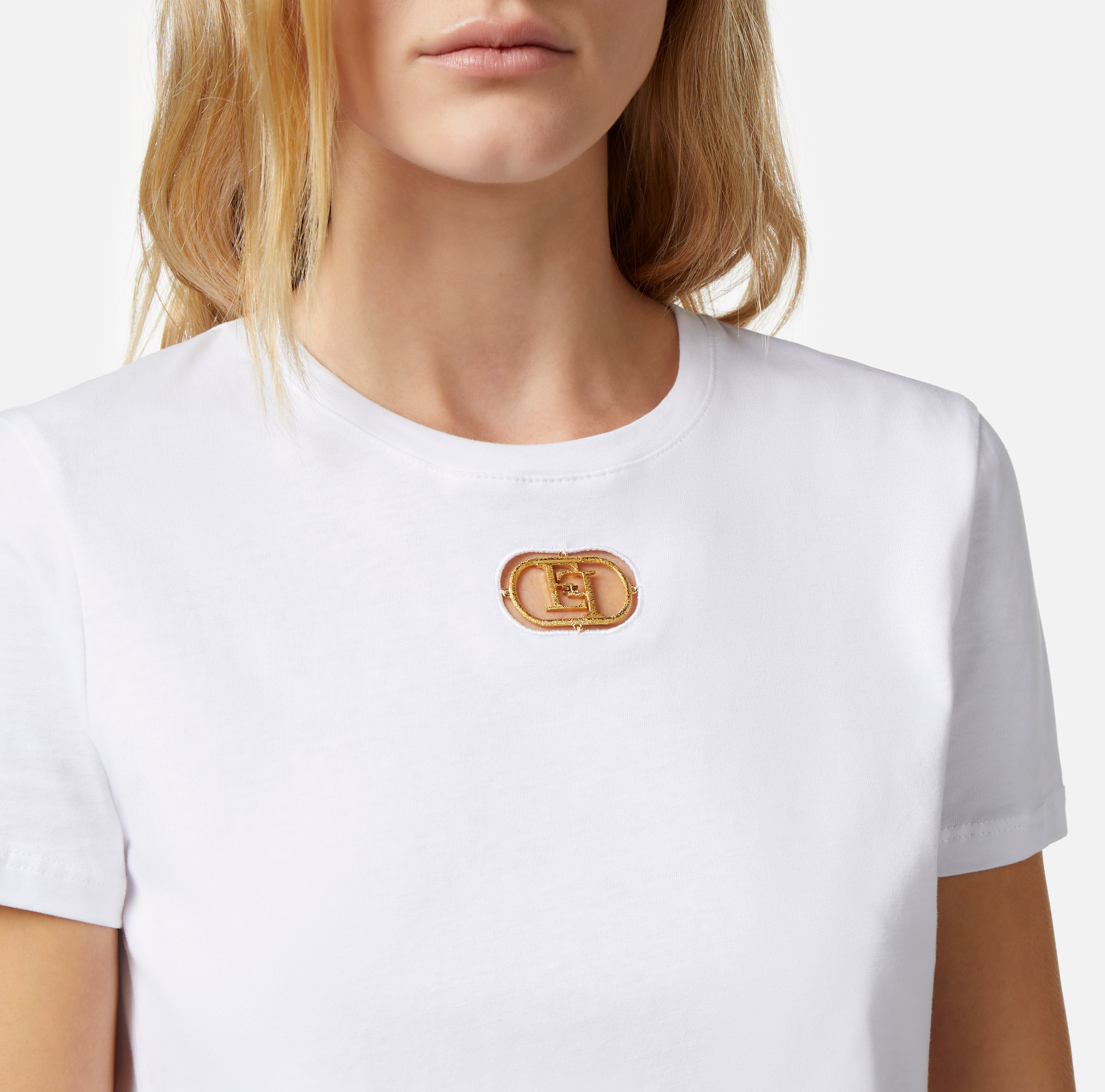 Camiseta de punto con placa del logotipo - Elisabetta Franchi