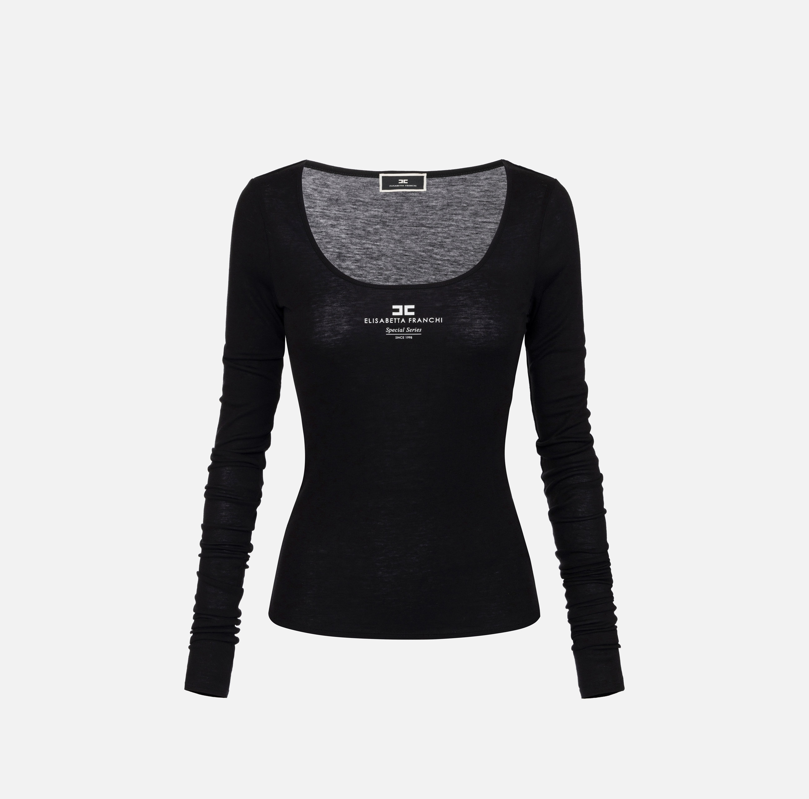 Wool and jersey top with logo - Elisabetta Franchi