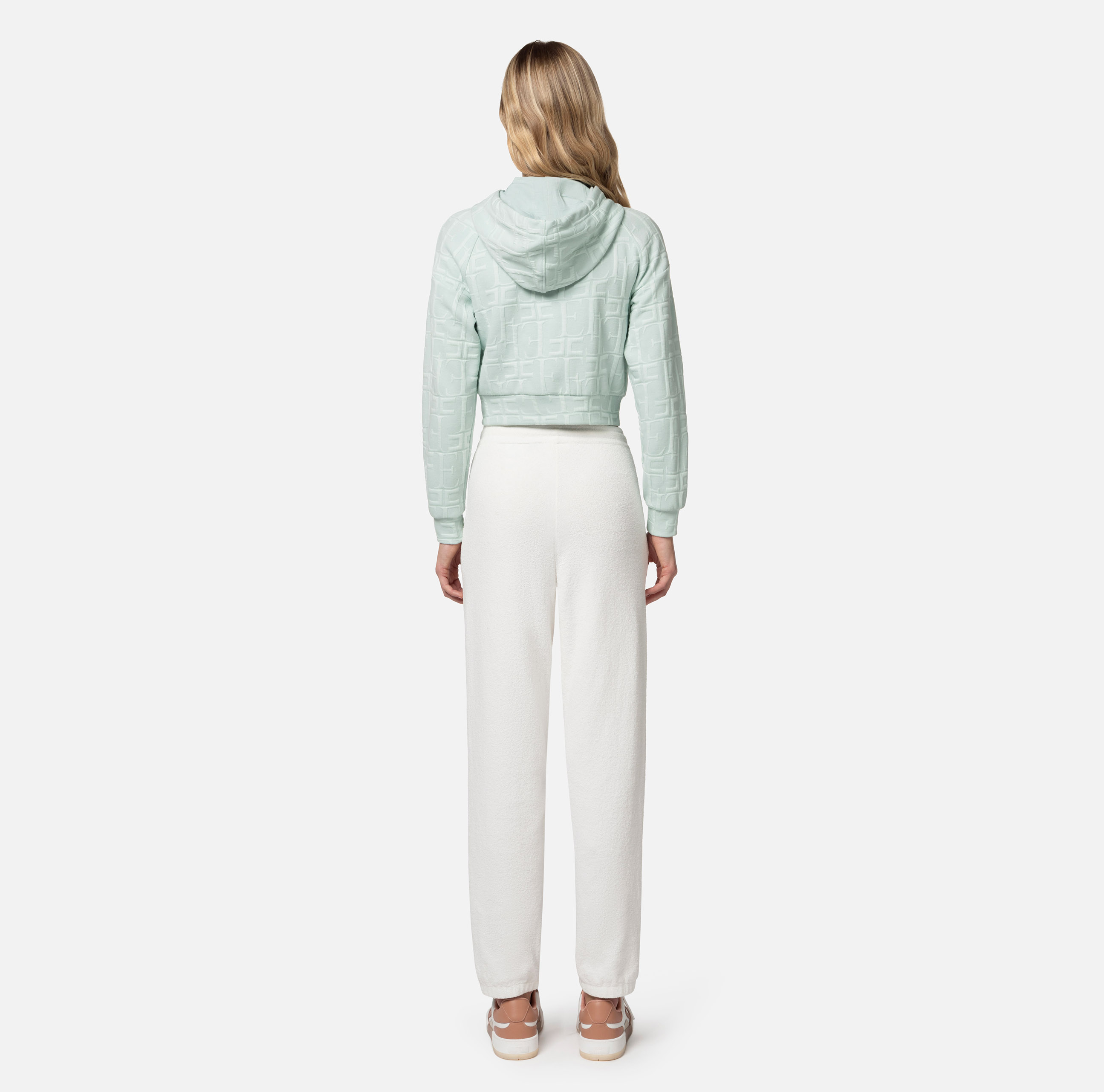 Sweatshirt aus Baumwoll-Jacquard mit Kapuze und Reißverschluss - Elisabetta Franchi