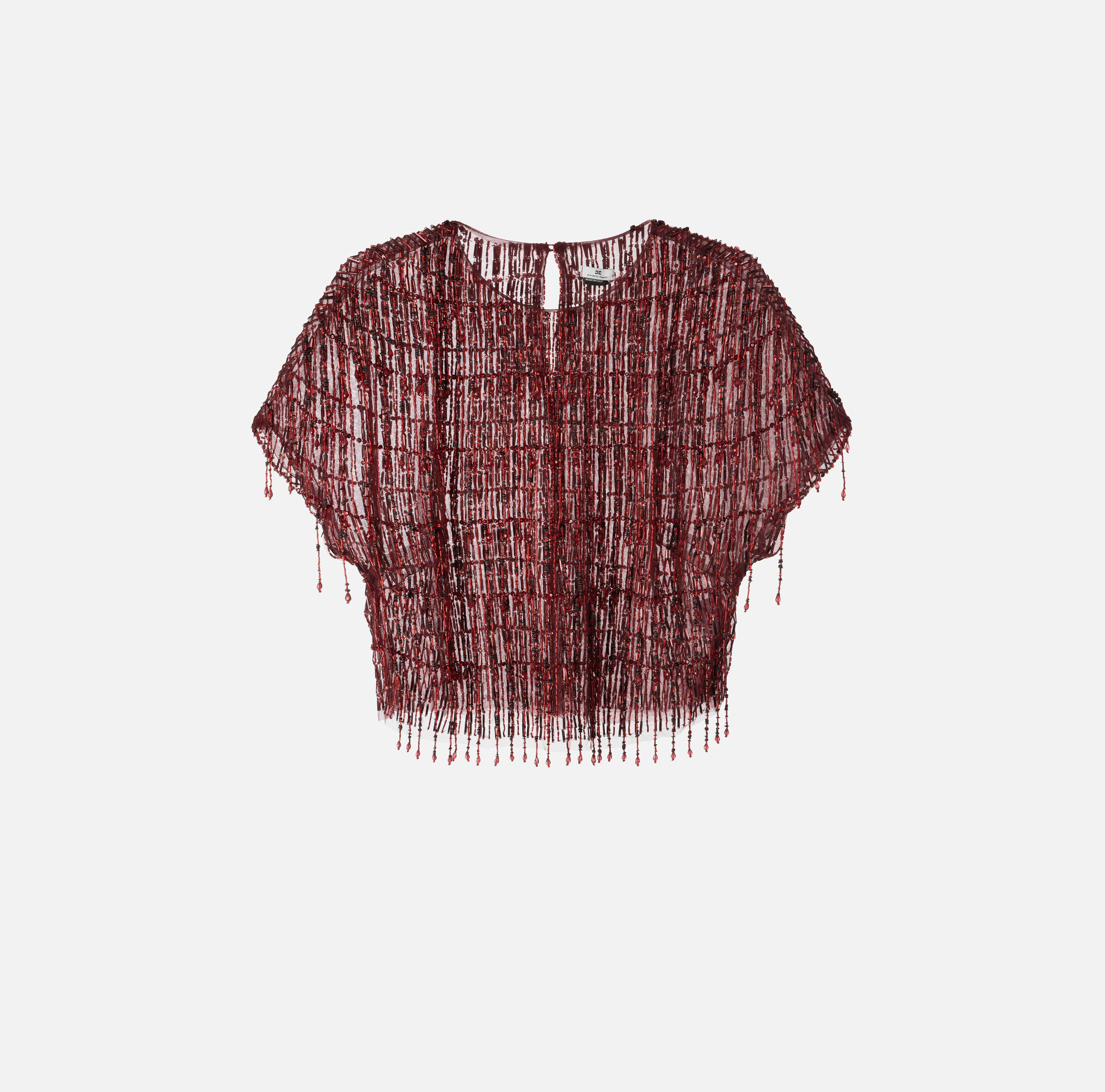 Boxy top van tule met geborduurde pailletten - ABBIGLIAMENTO - Elisabetta Franchi