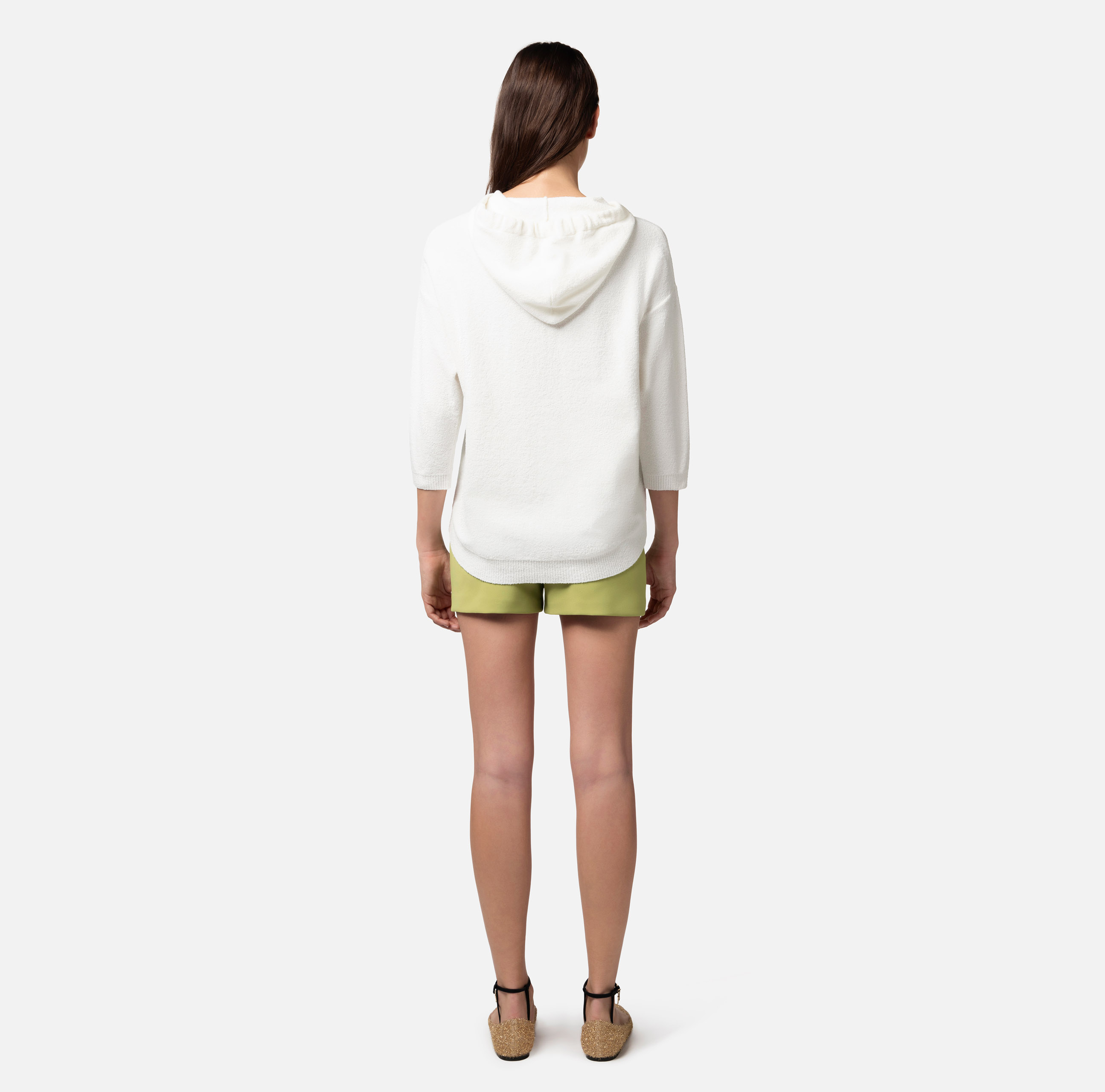 Bouclé cotton sweatshirt with logo - Elisabetta Franchi