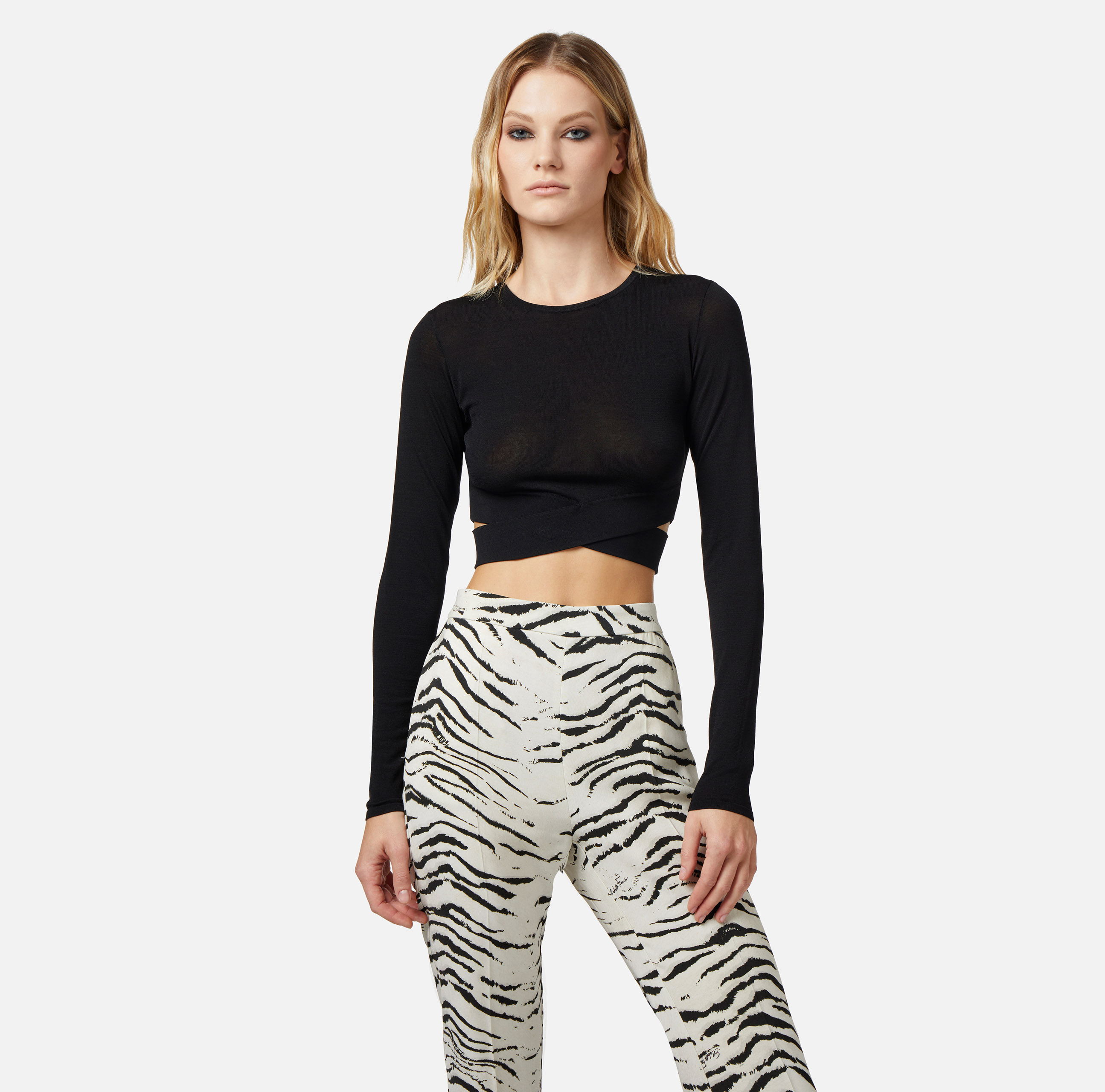 Top cropped in rayon con cut-out - Elisabetta Franchi