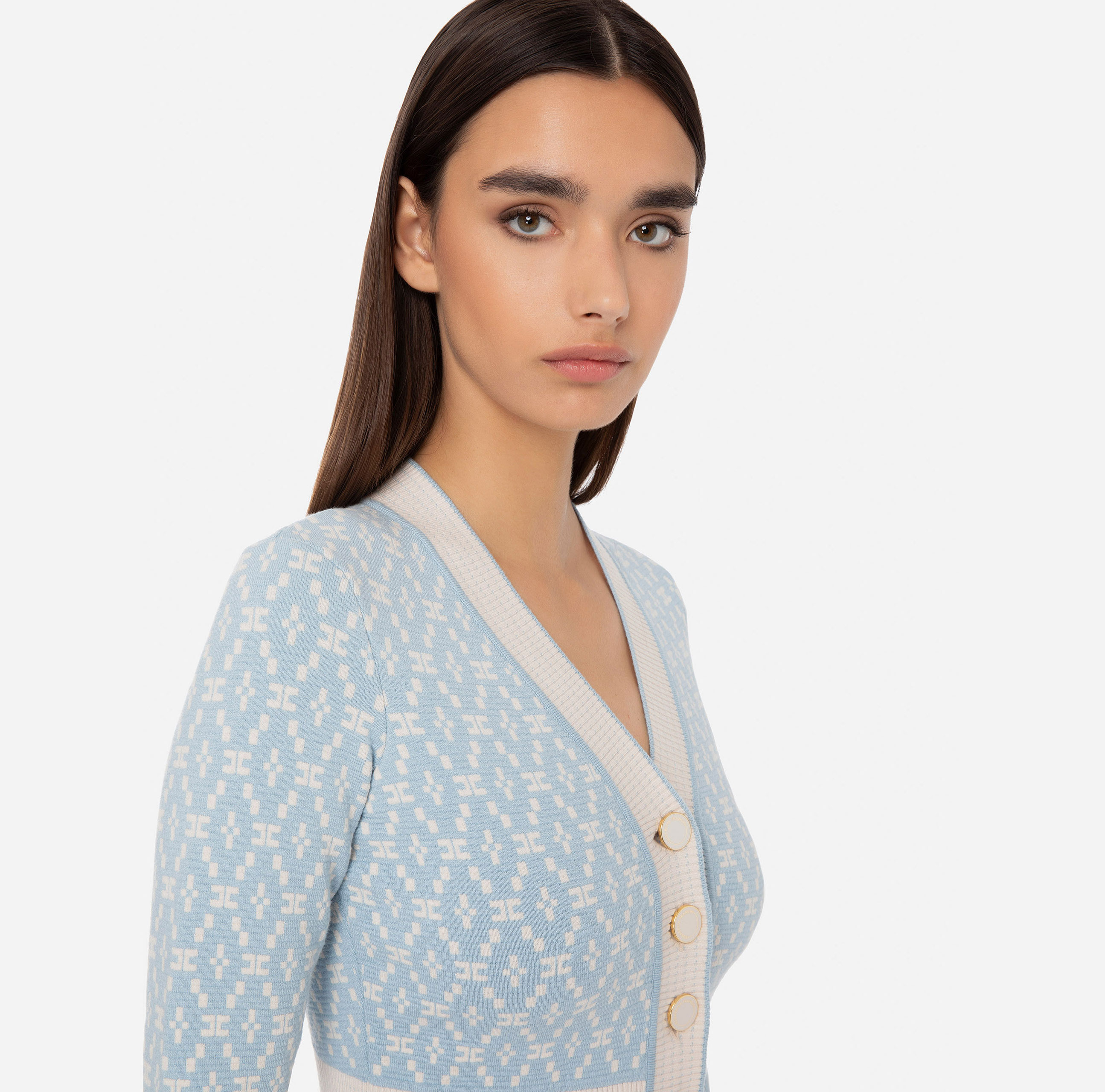 Short cardigan with diamond pattern - Elisabetta Franchi