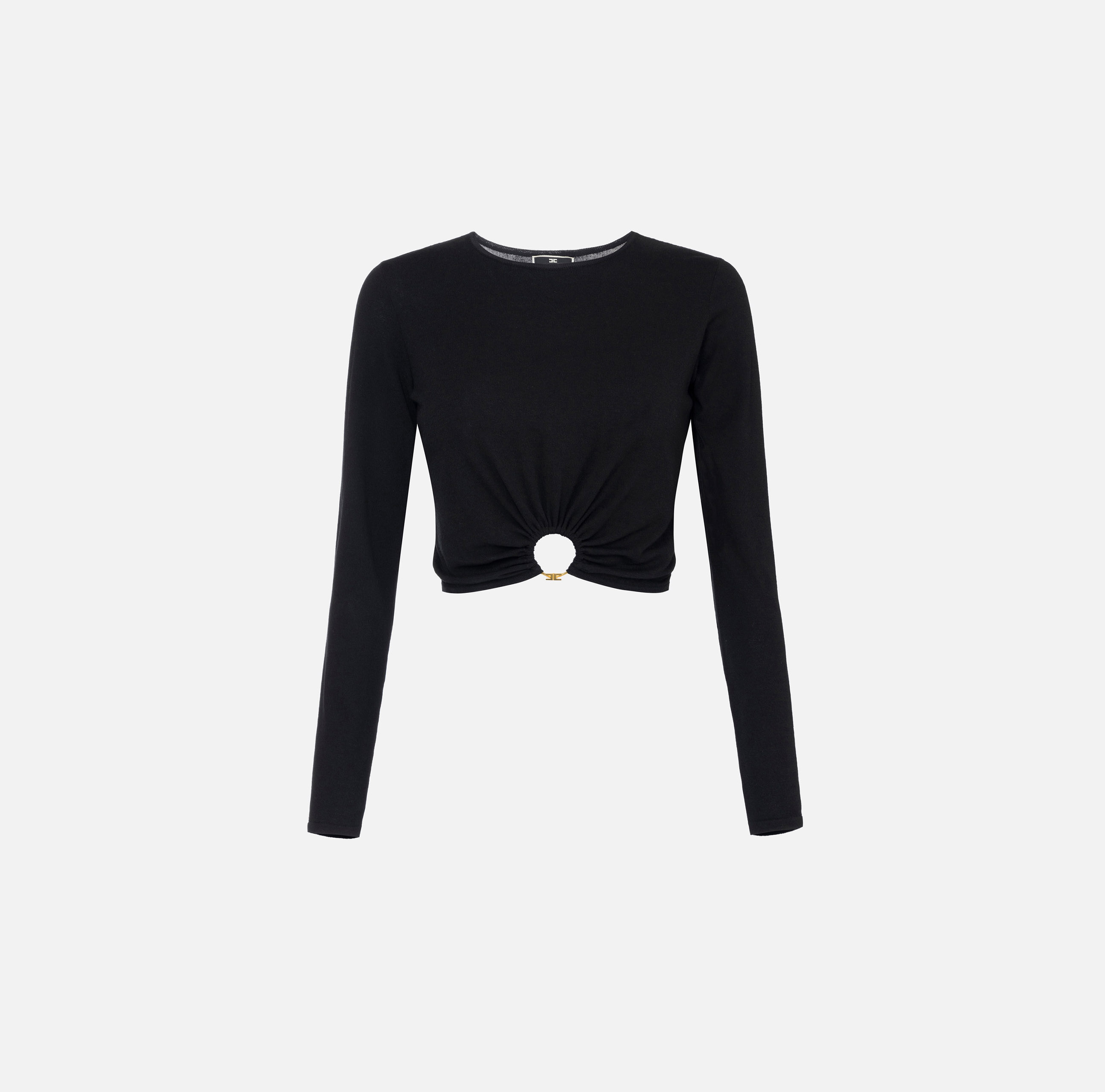 Viscose cropped top with ring - Elisabetta Franchi