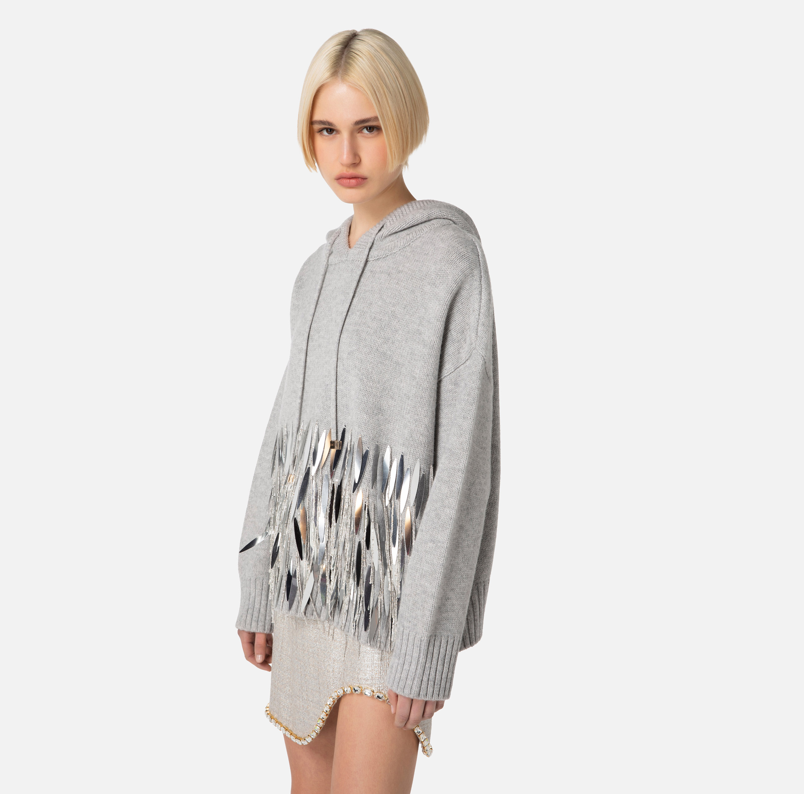 Wool oversized pullover with sequins - Elisabetta Franchi