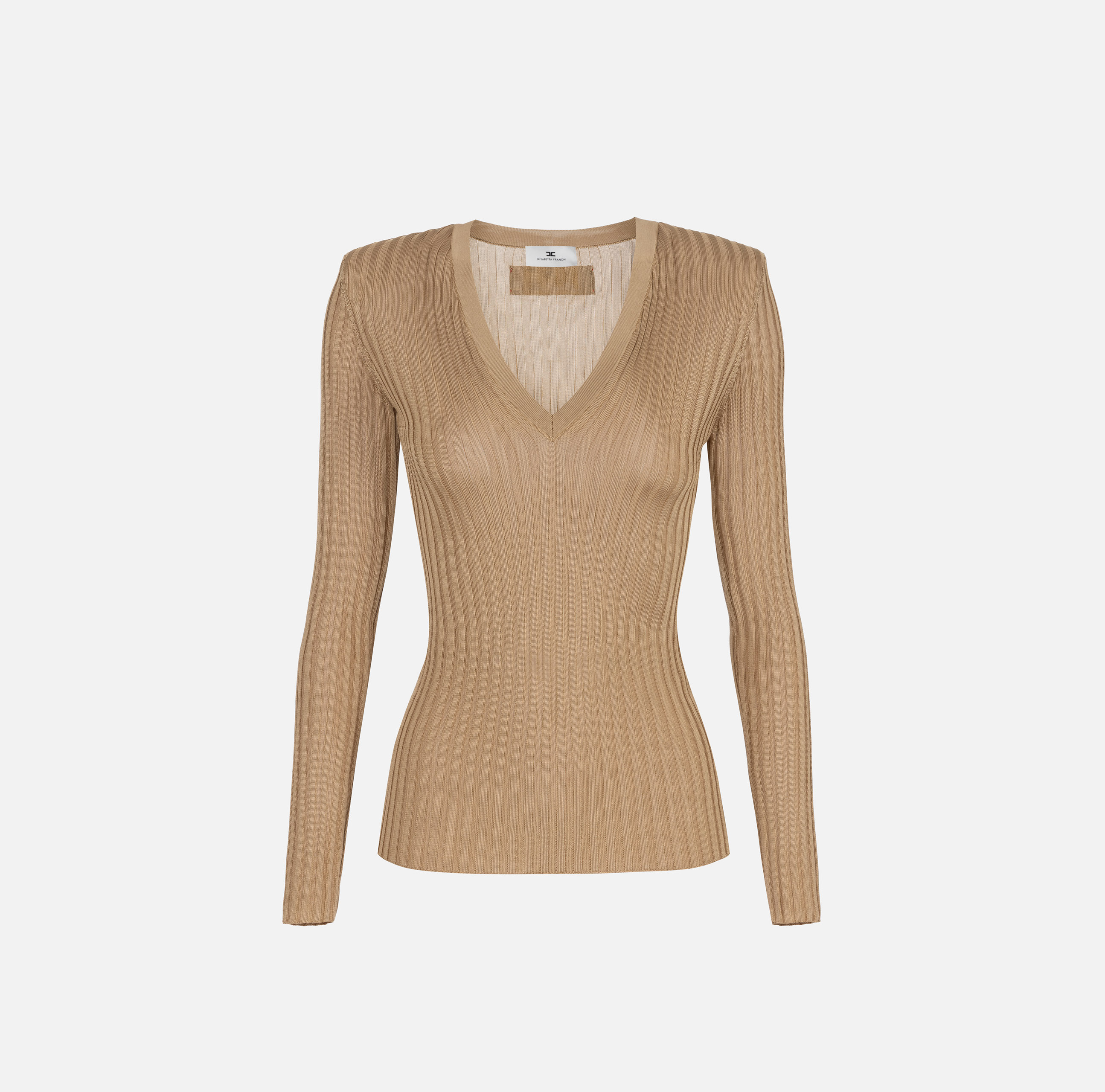 Jersey de viscosa brillante de canalé - ABBIGLIAMENTO - Elisabetta Franchi