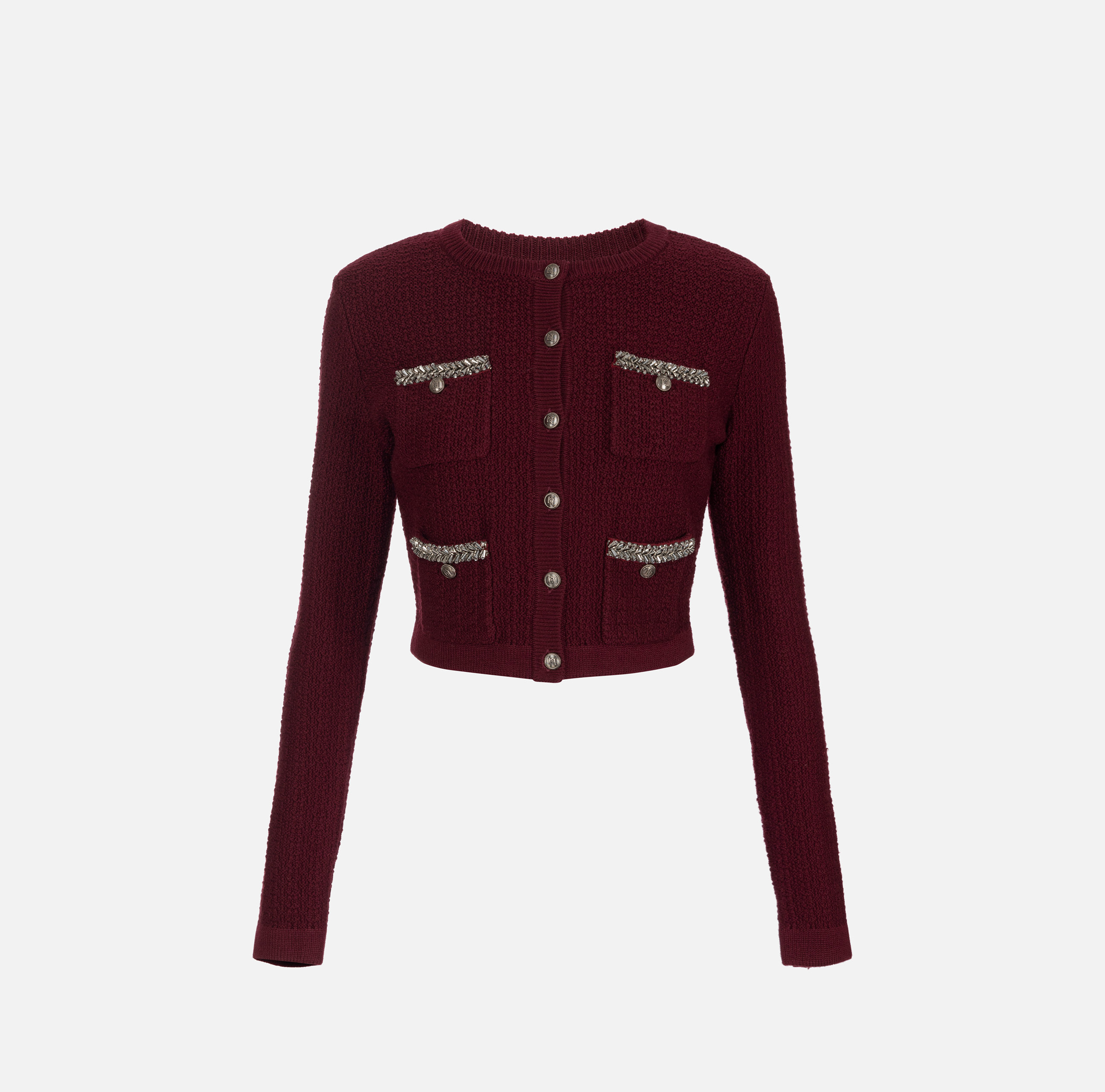 Bouclé wool cardigan with embroidery - Elisabetta Franchi