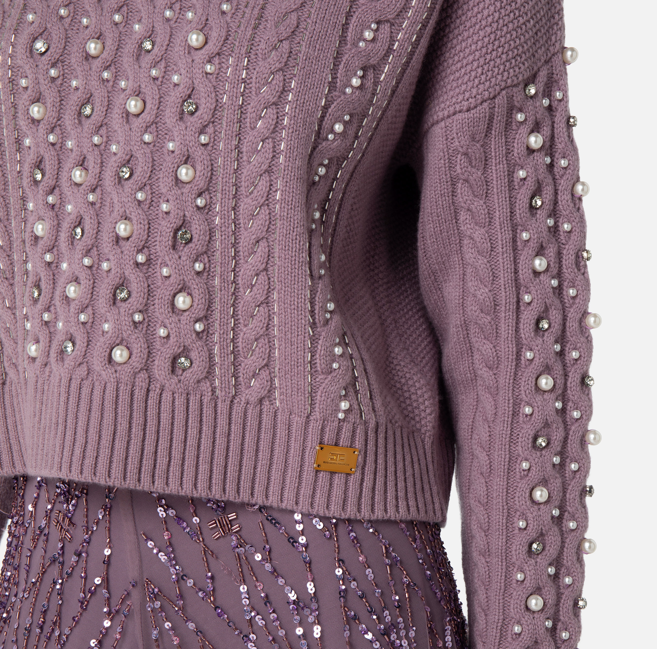 Pullover aus Wolle mit Strass- und Perlenstickerei - Elisabetta Franchi