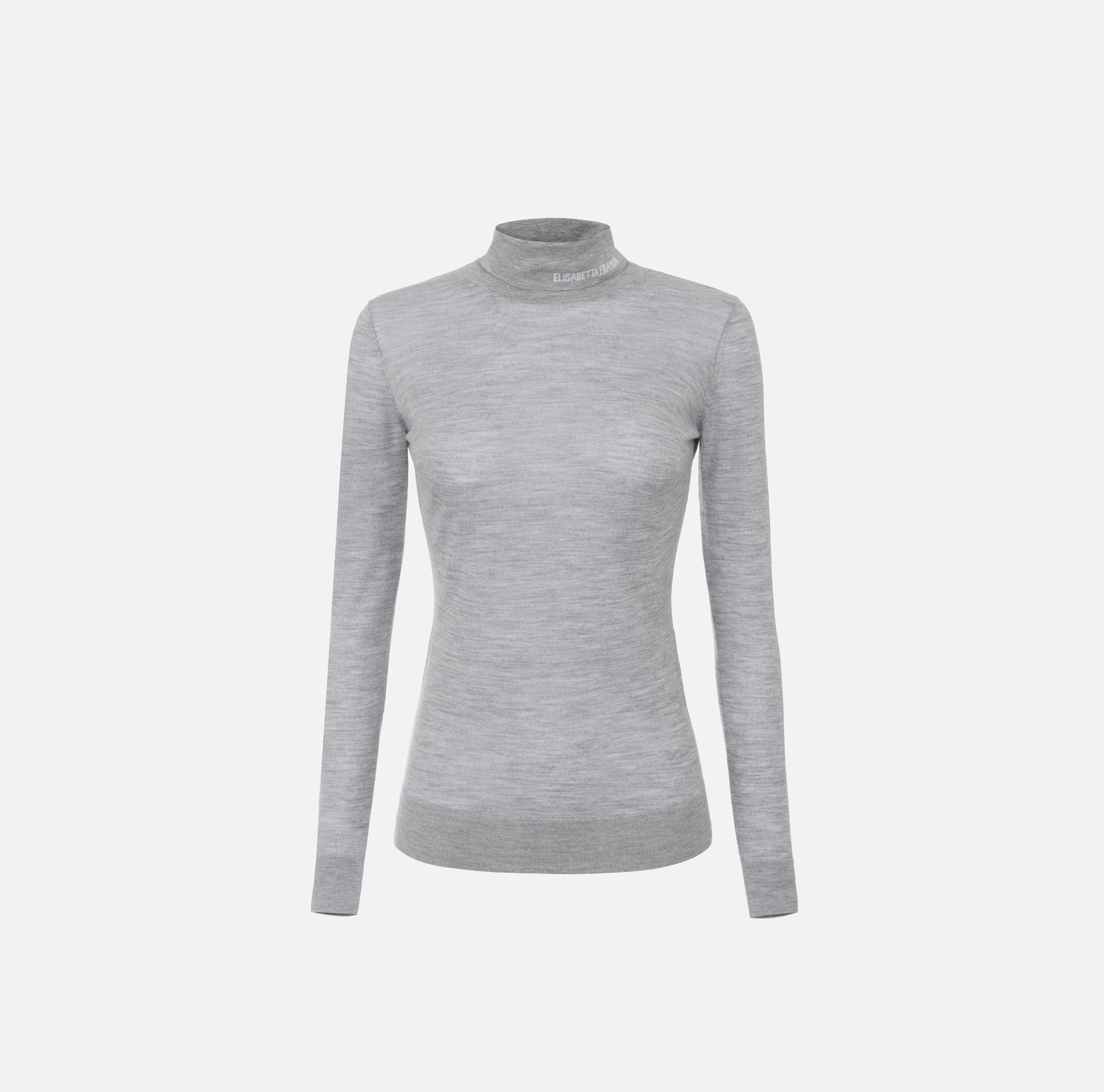 Turtleneck top in merino wool fabric with jacquard logo - ABBIGLIAMENTO - Elisabetta Franchi