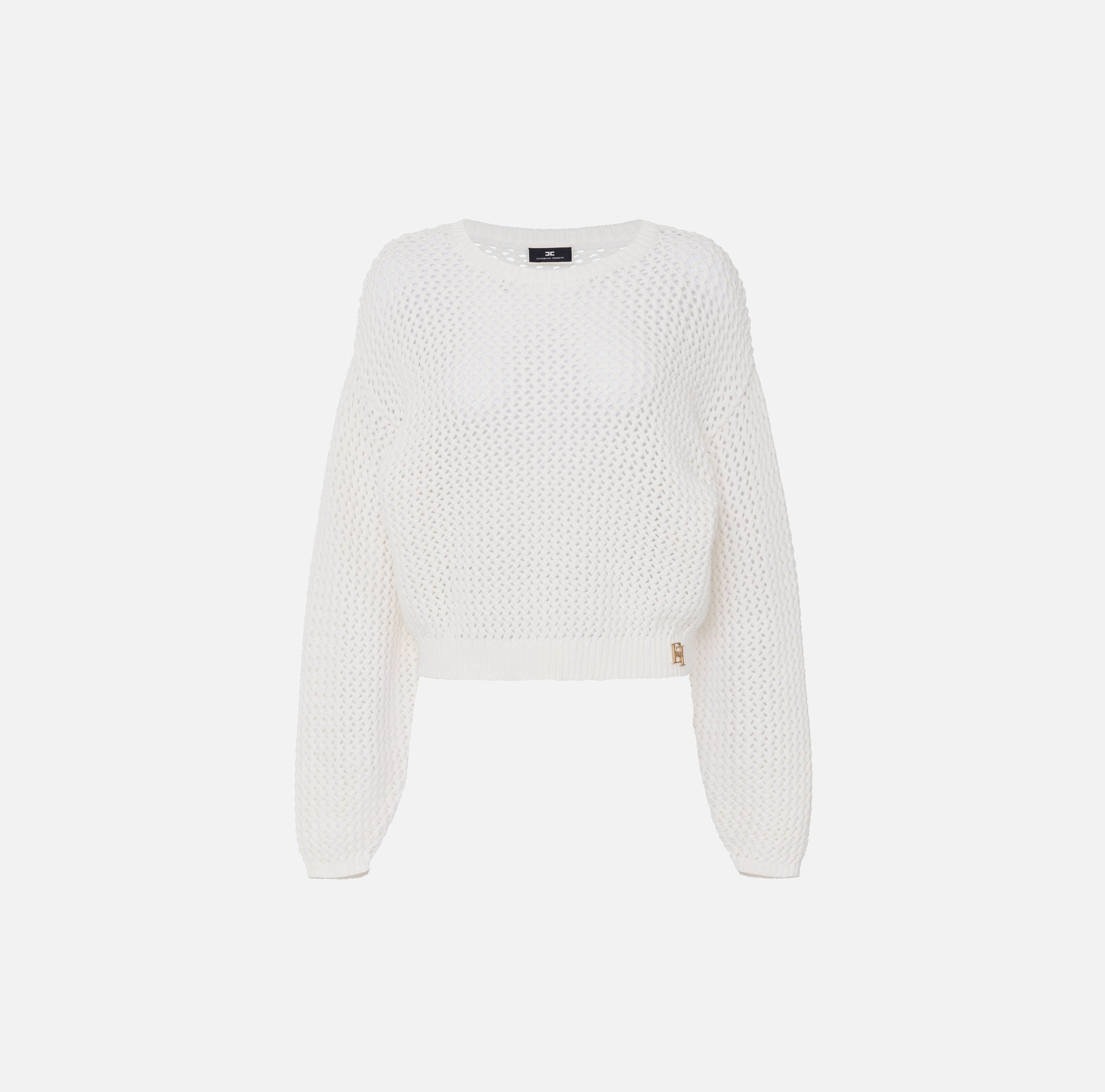 Sweter z bawełny siateczkowej - Elisabetta Franchi
