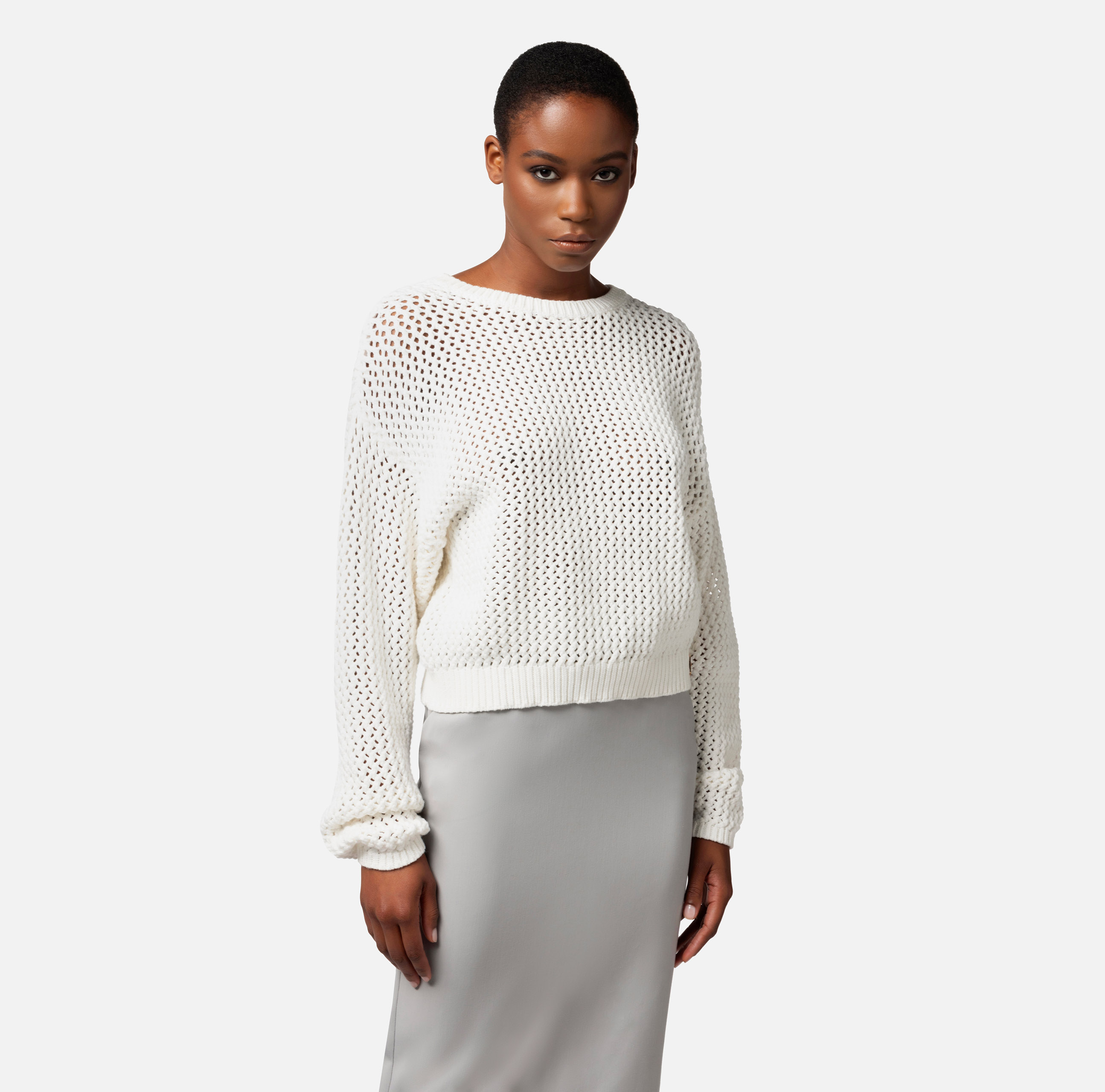 Pullover aus Baumwolle mit Netzmuster - Elisabetta Franchi