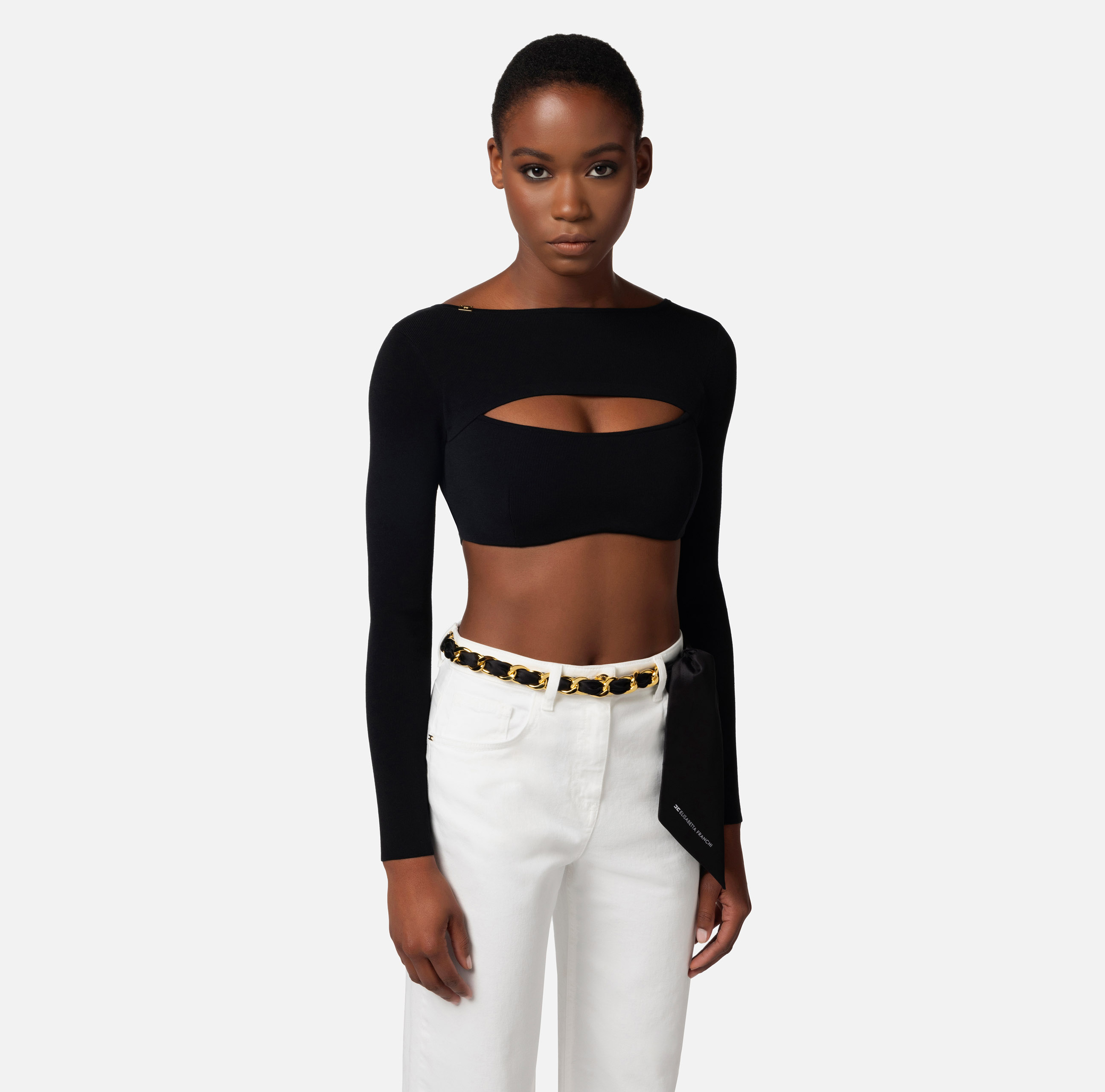 Top cropped in viscosa con cut out - Elisabetta Franchi