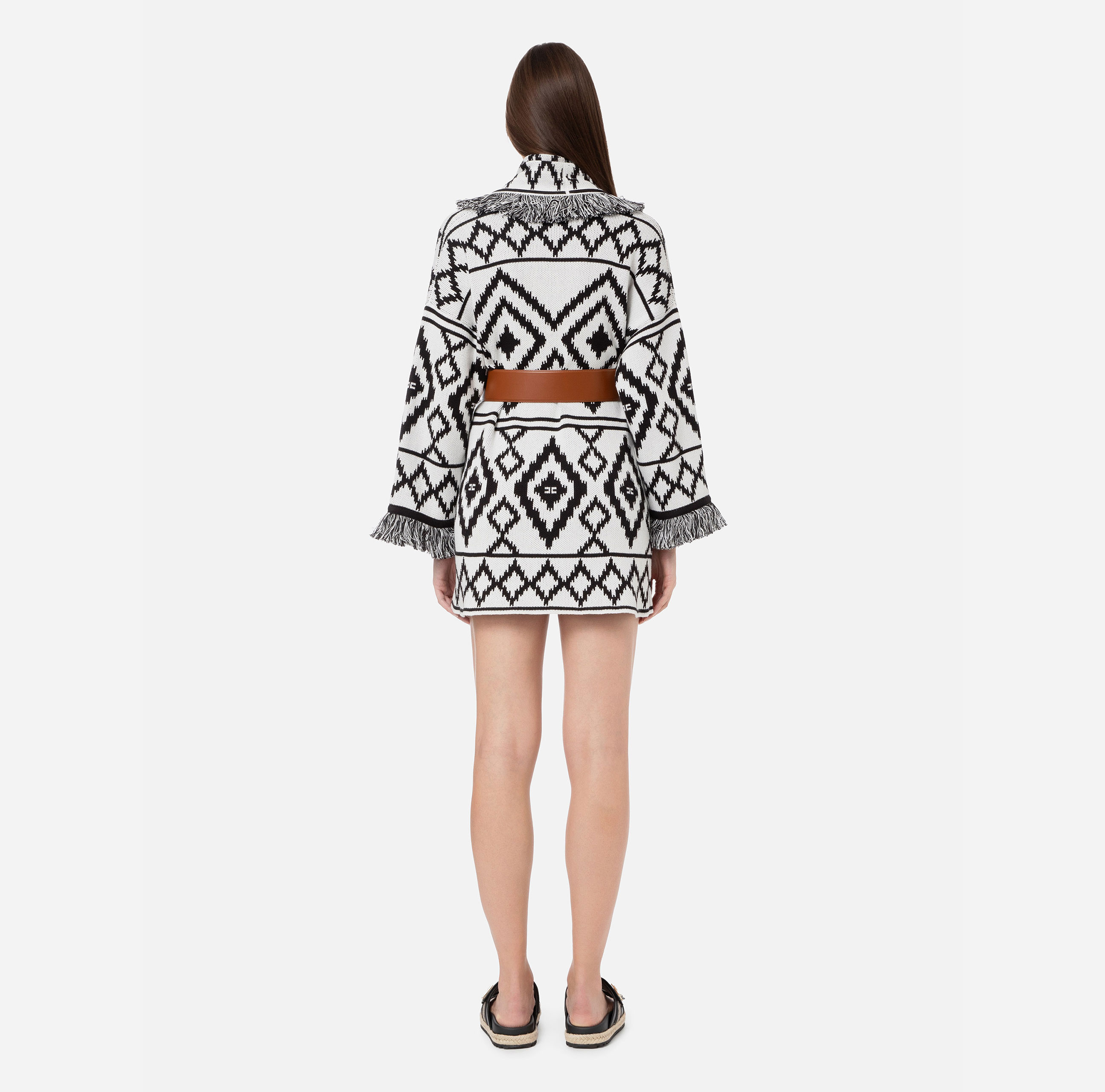 Poncho pullover with rhombus design - Elisabetta Franchi