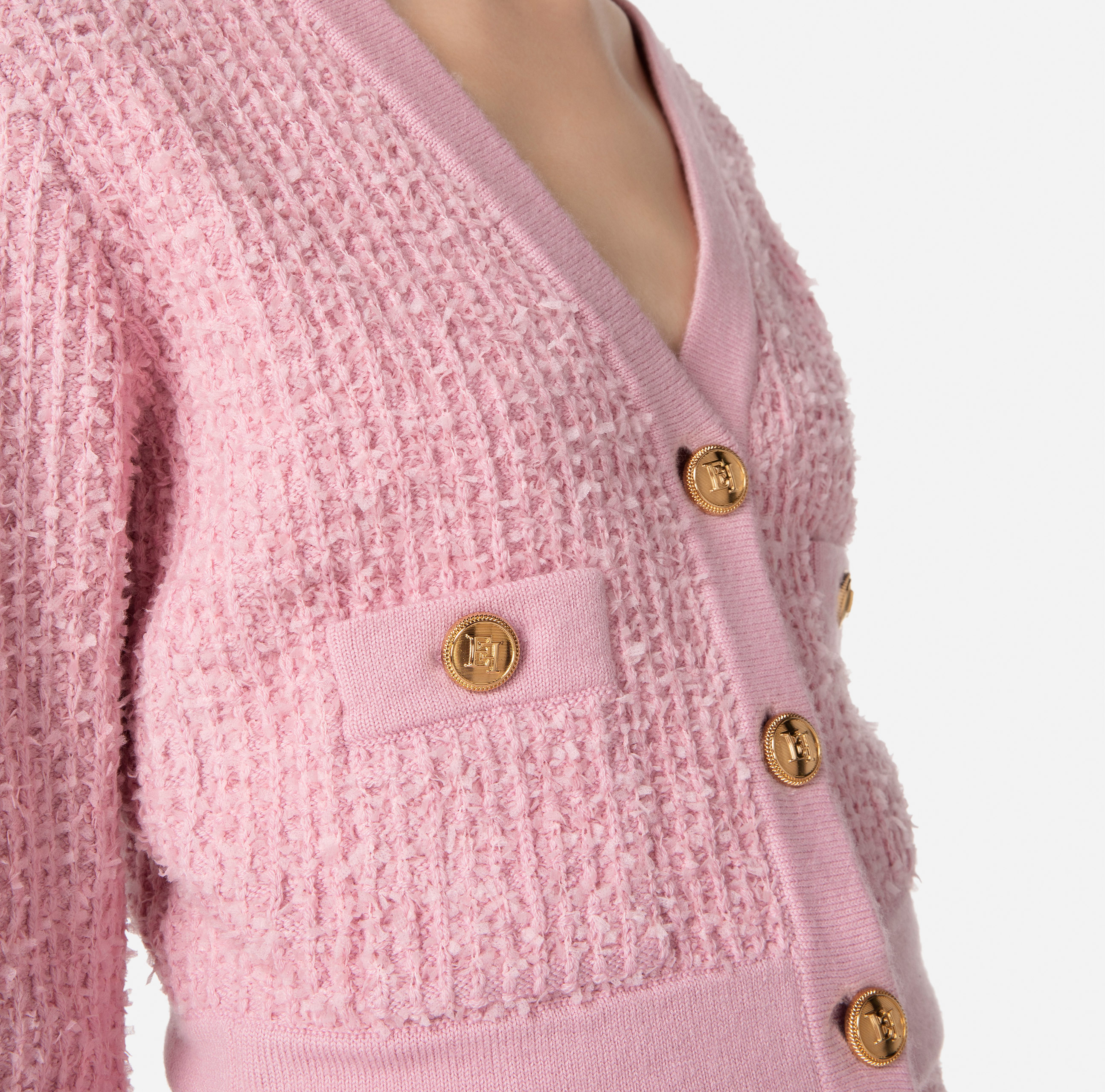 Crop cardigan in jacquard knit fabric - Elisabetta Franchi