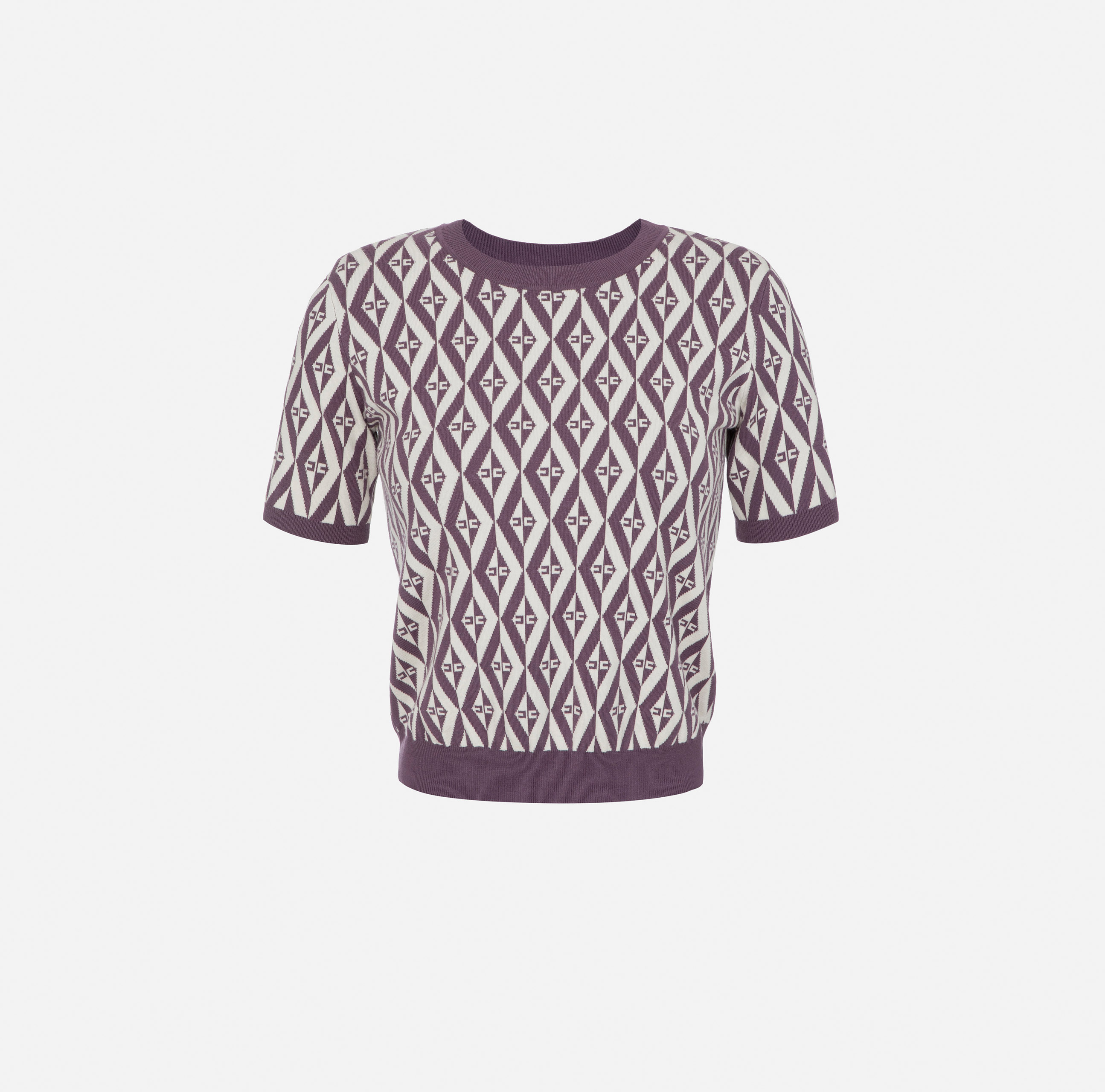 Diamond-patterned knit T-shirt - ABBIGLIAMENTO - Elisabetta Franchi