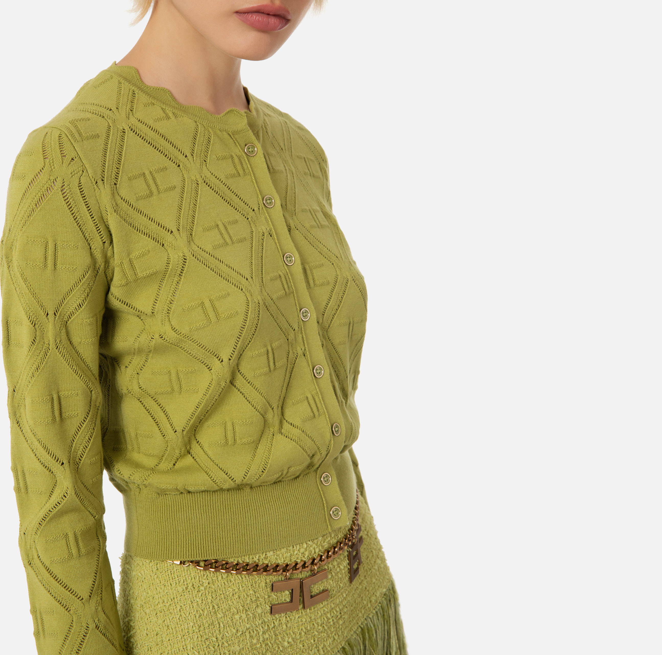 Knit cardigan in lace stitch - Elisabetta Franchi