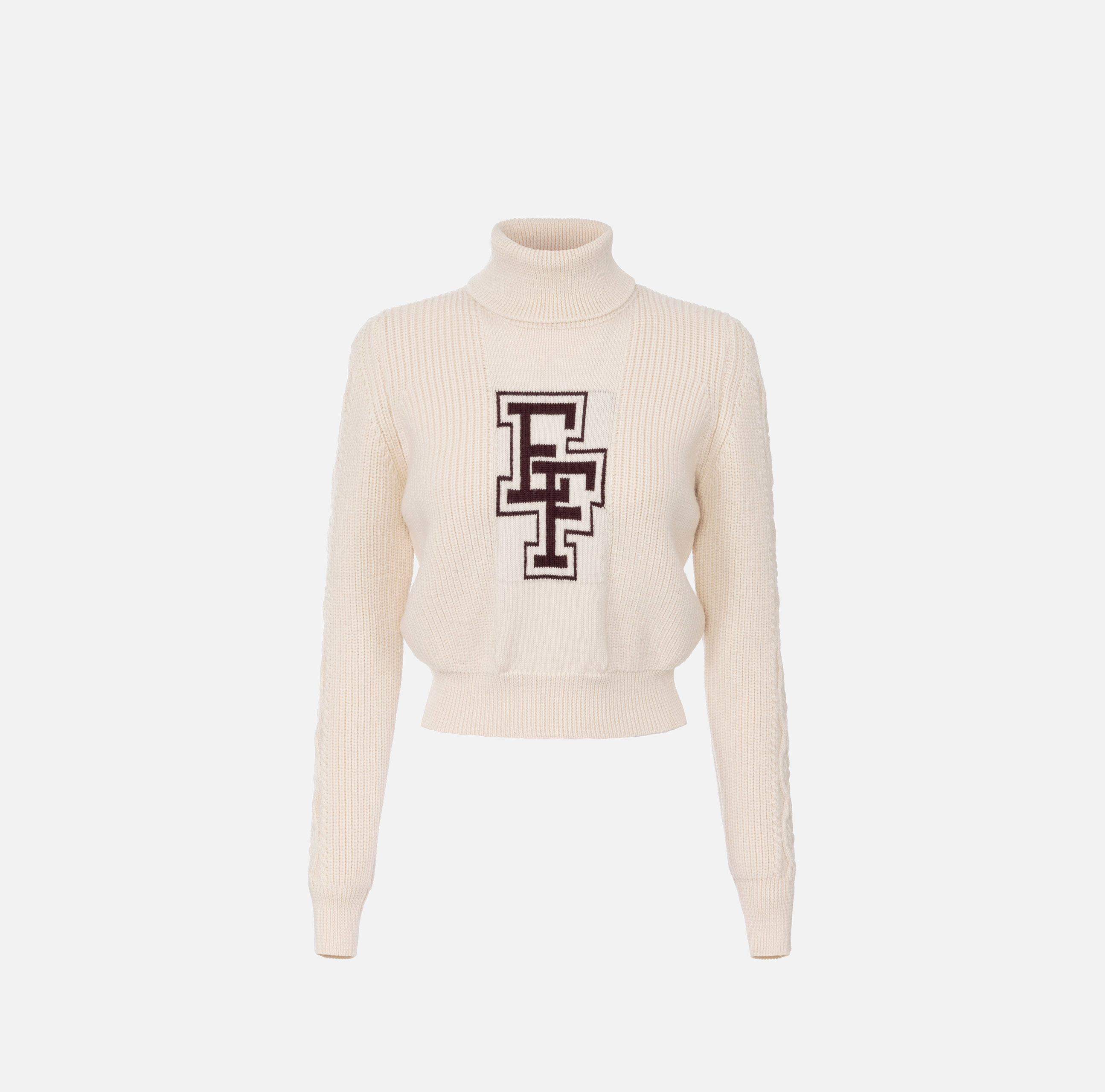 Rollkragenpullover aus Wolle im College-Stil - Elisabetta Franchi