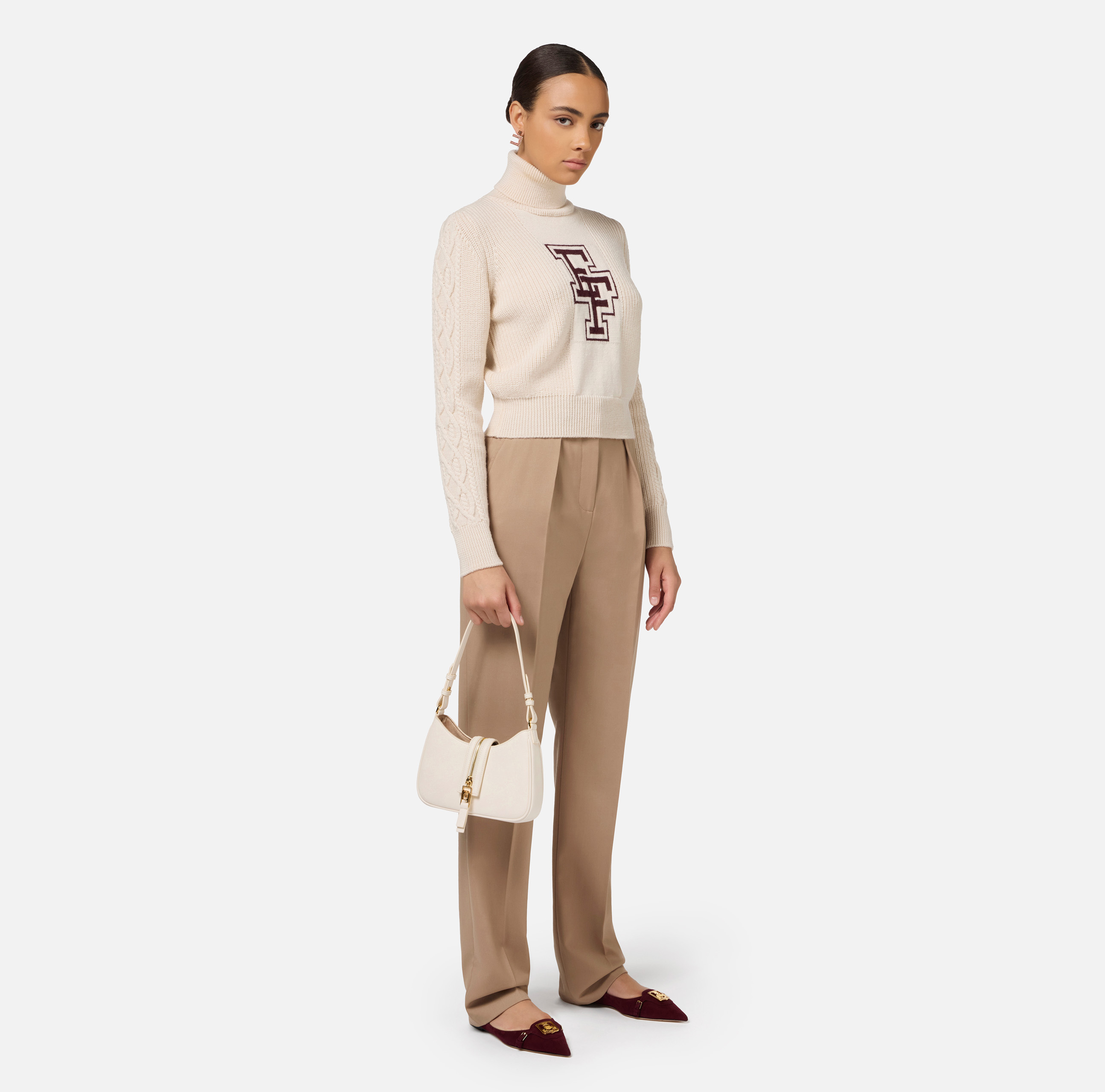 College-style wool turtleneck top - Elisabetta Franchi