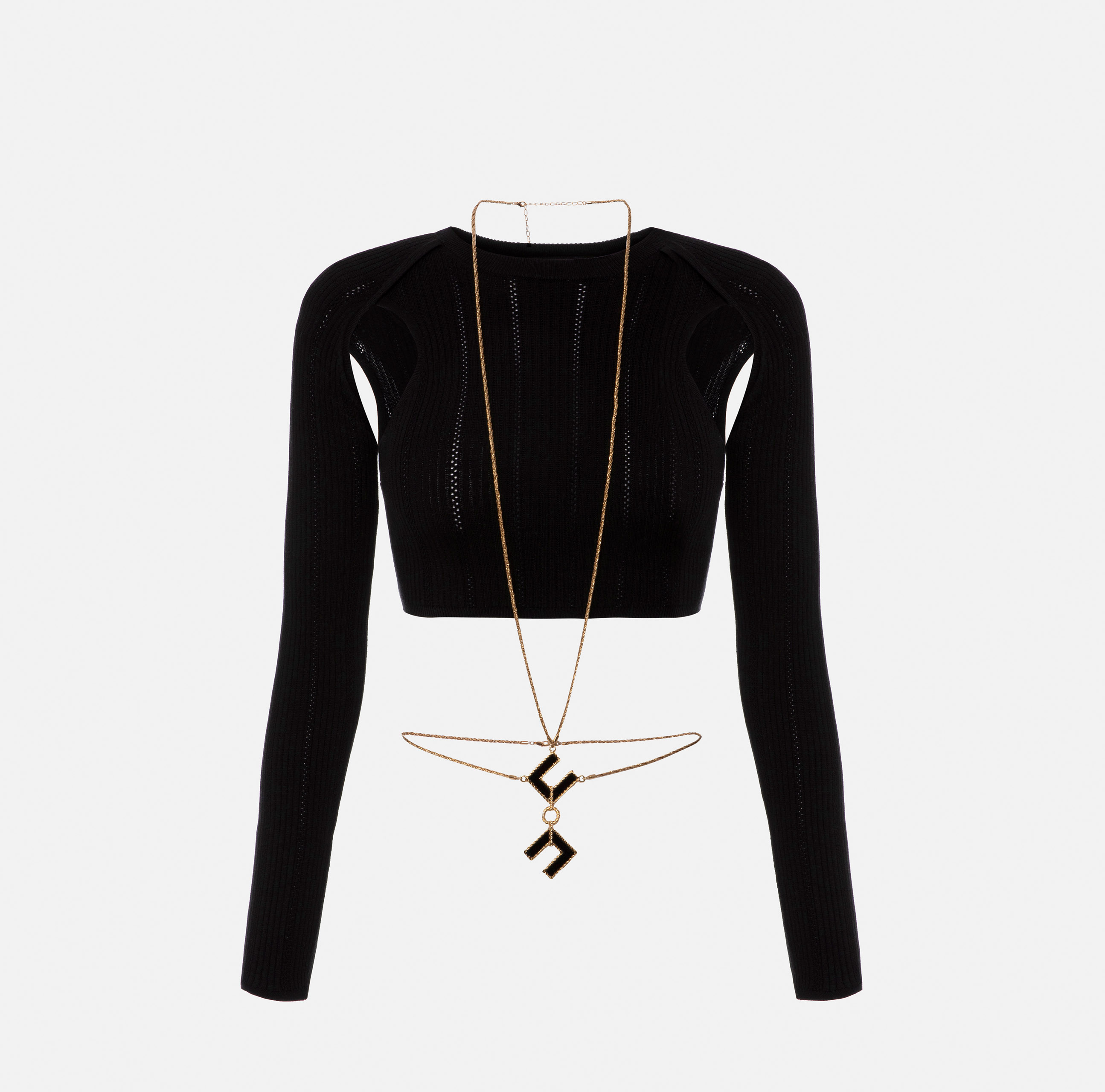 Ribbed lyocell crop top with cut-out - ABBIGLIAMENTO - Elisabetta Franchi