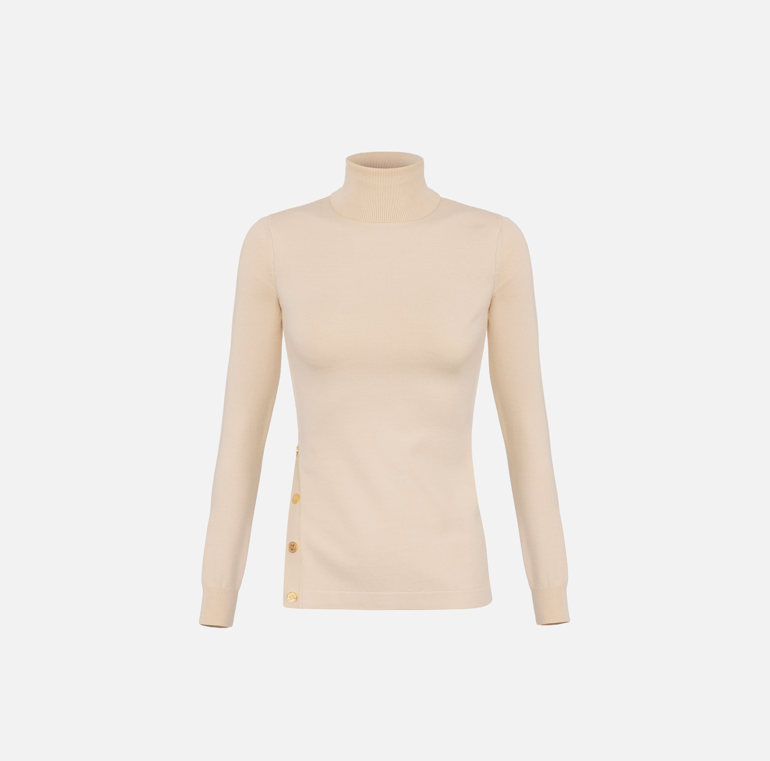 Turtleneck in viscose fabric with buttons on the side - Elisabetta Franchi