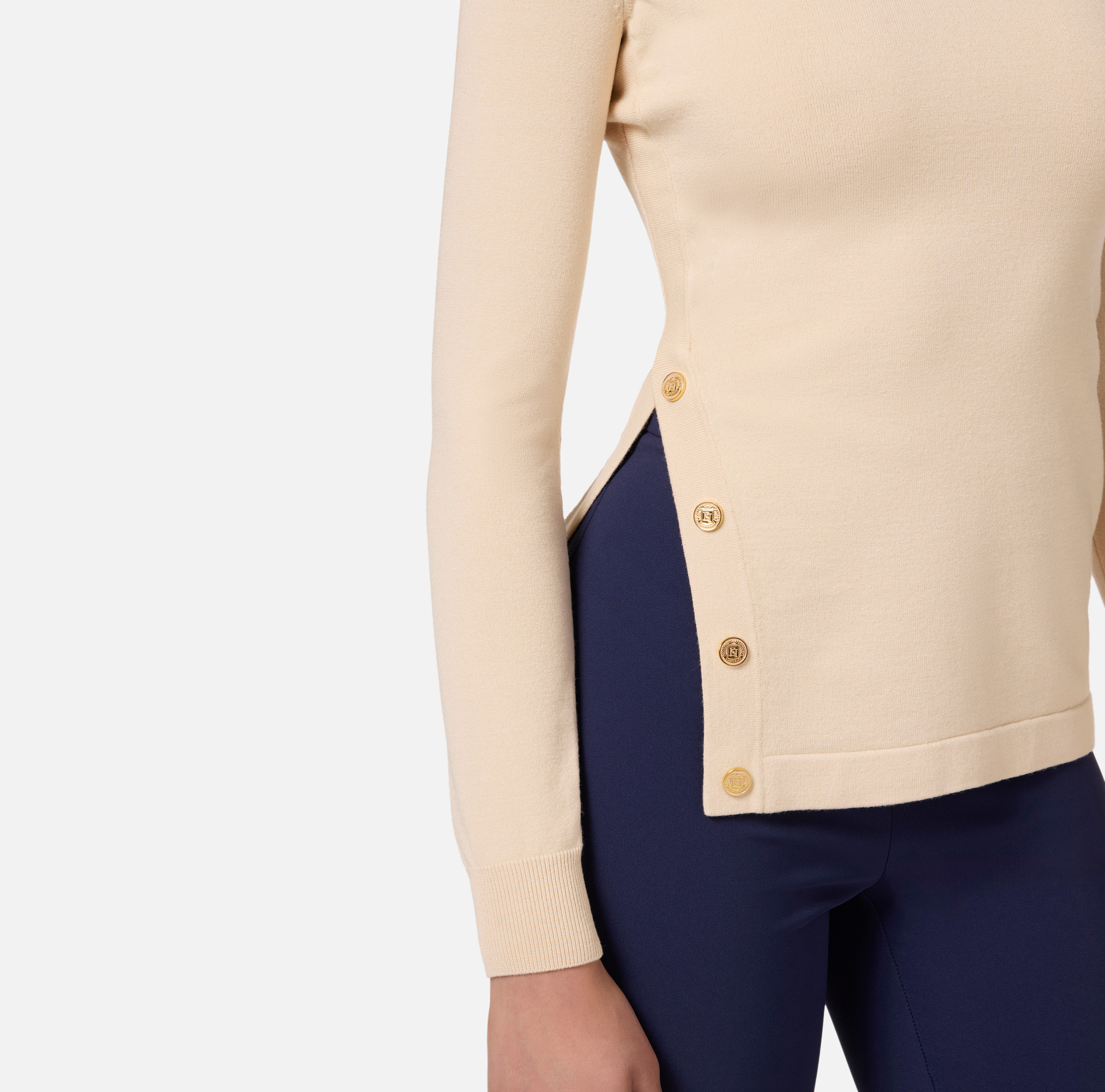 Turtleneck in viscose fabric with buttons on the side - Elisabetta Franchi