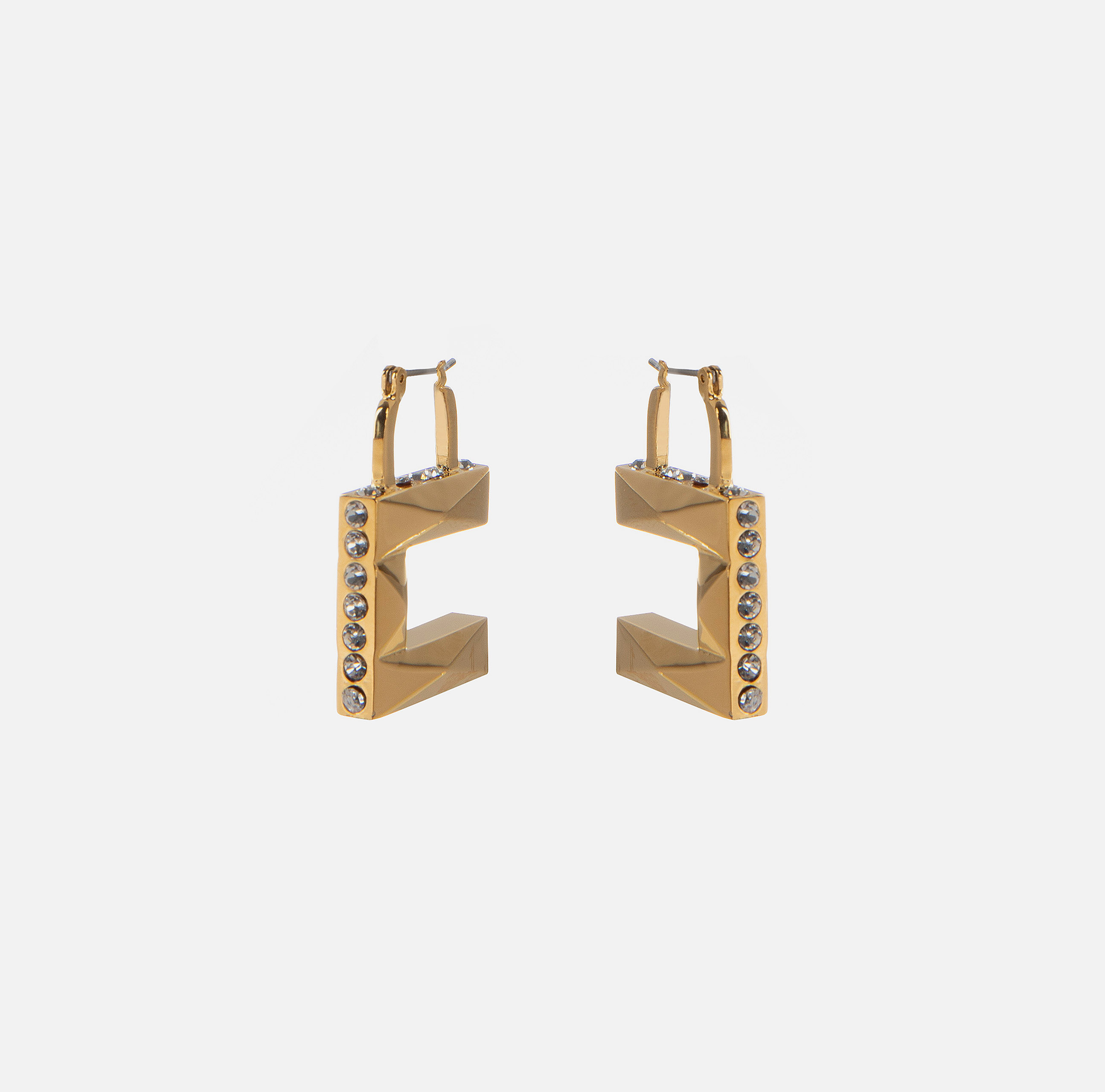 Faceted earrings with logo and rhinestones - ACCESSORI - Elisabetta Franchi