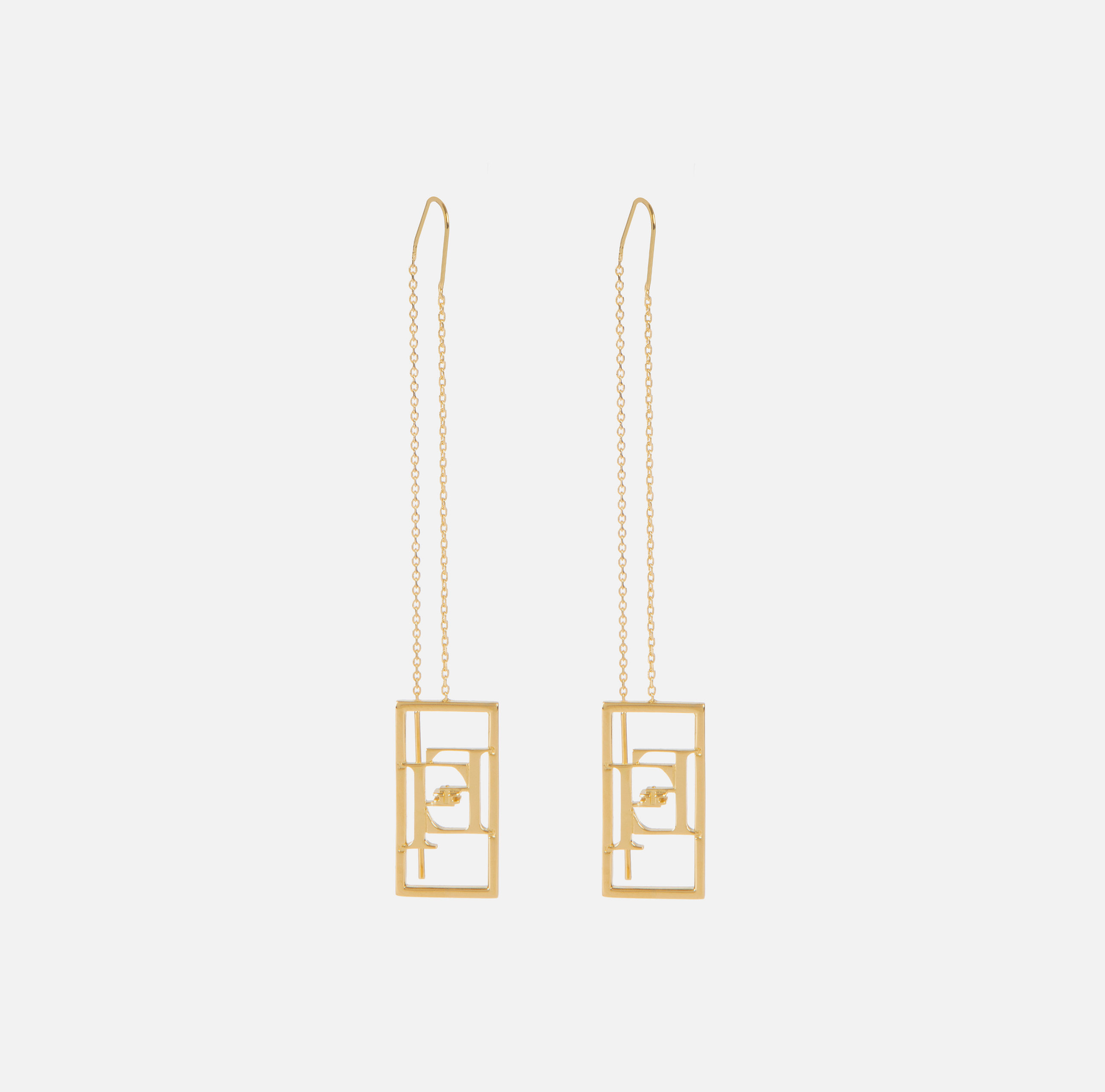 Pendant metal earrings with rectangular logo - ACCESSORI - Elisabetta Franchi