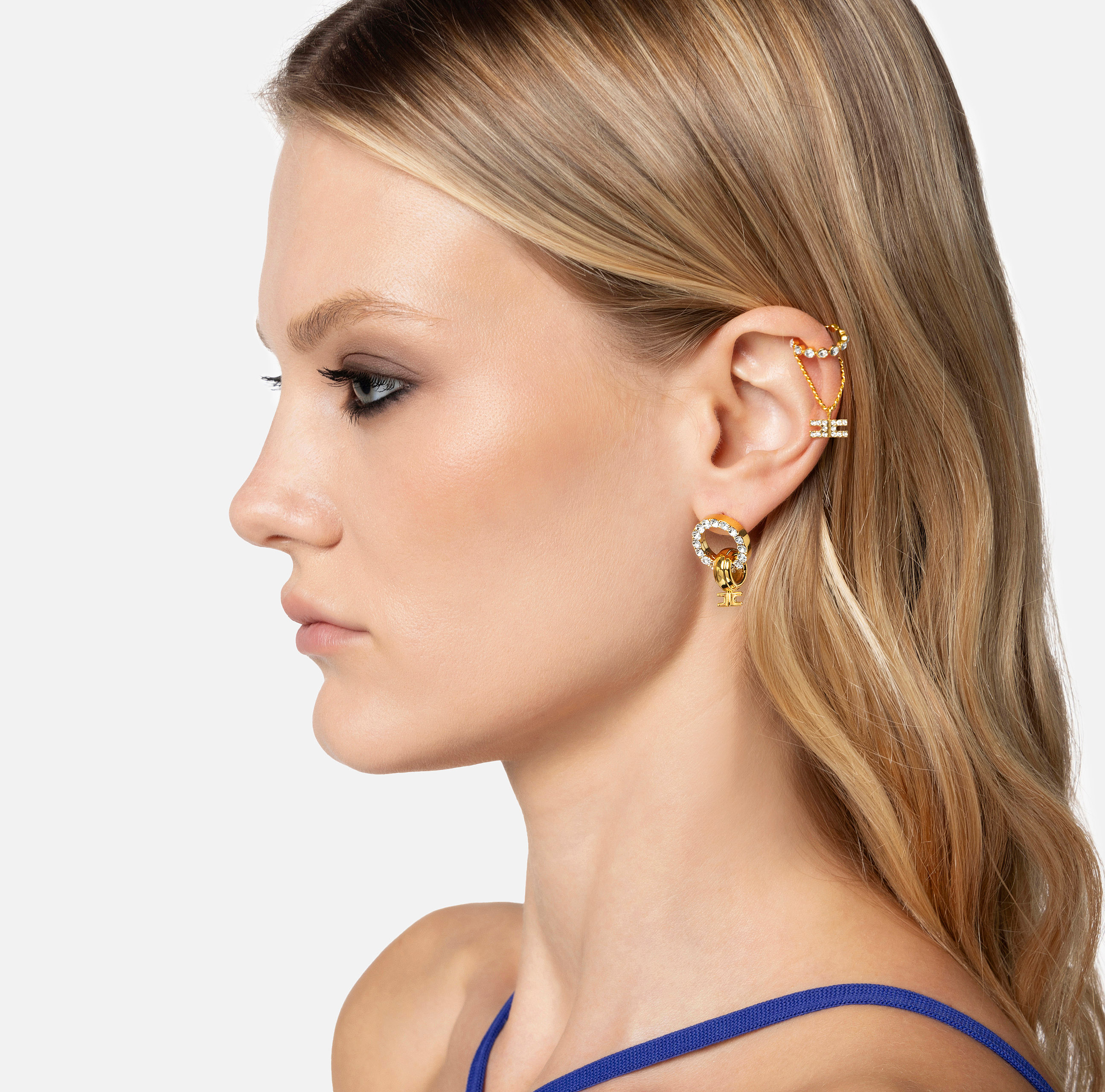 Set of three circle earrings with rhinestones - Elisabetta Franchi