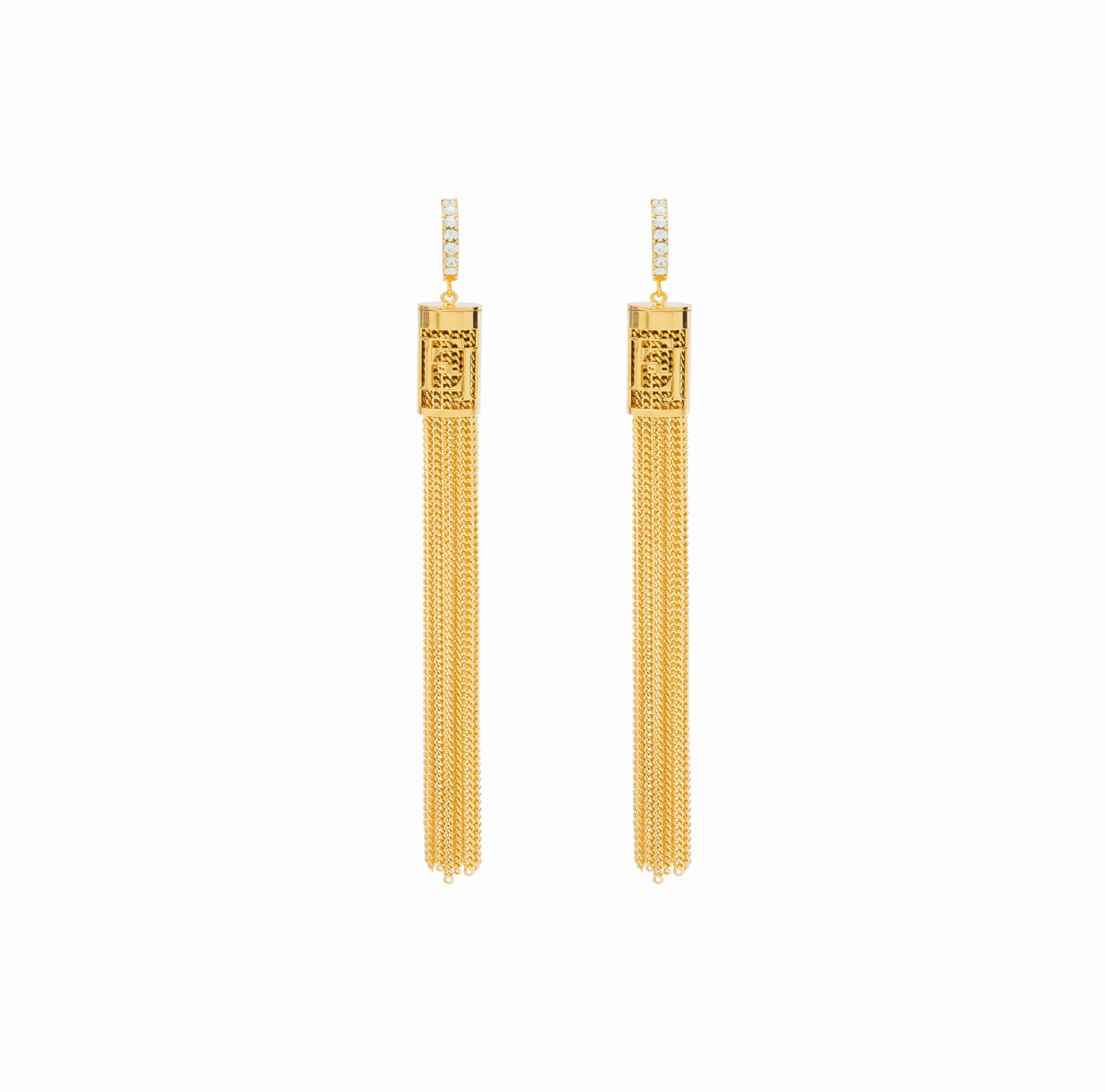 Golden metal ring earrings with tassels - Elisabetta Franchi