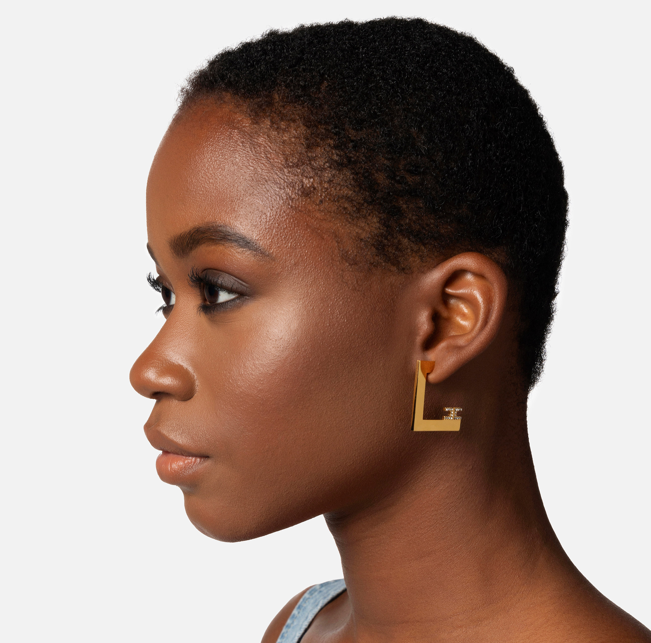 Double geometric logo earrings - Elisabetta Franchi