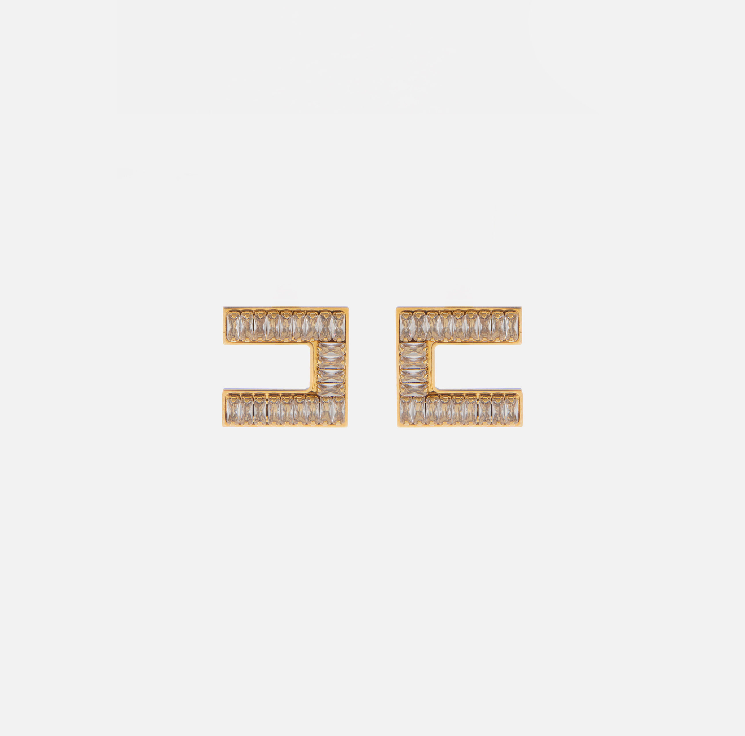 Earrings with logo and baguette rhinestones - ACCESSORI - Elisabetta Franchi
