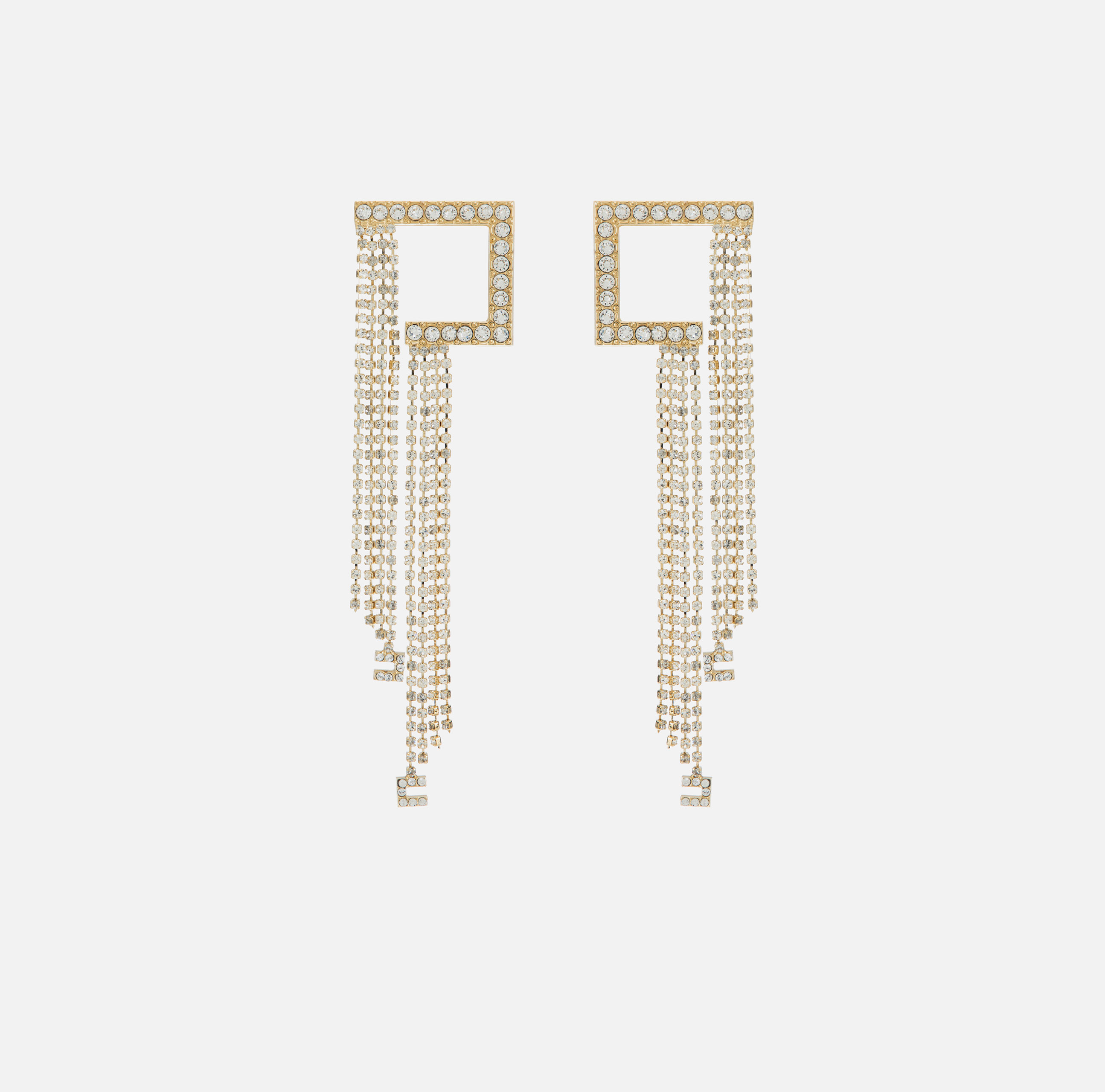 Silver metal logo earrings with pendant features - Elisabetta Franchi