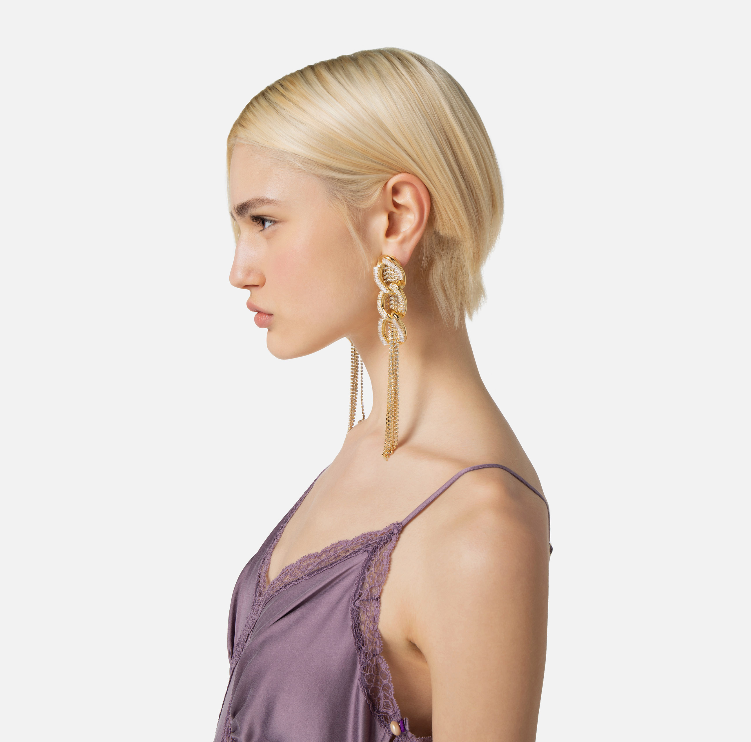 Pendant earrings with fringe - Elisabetta Franchi