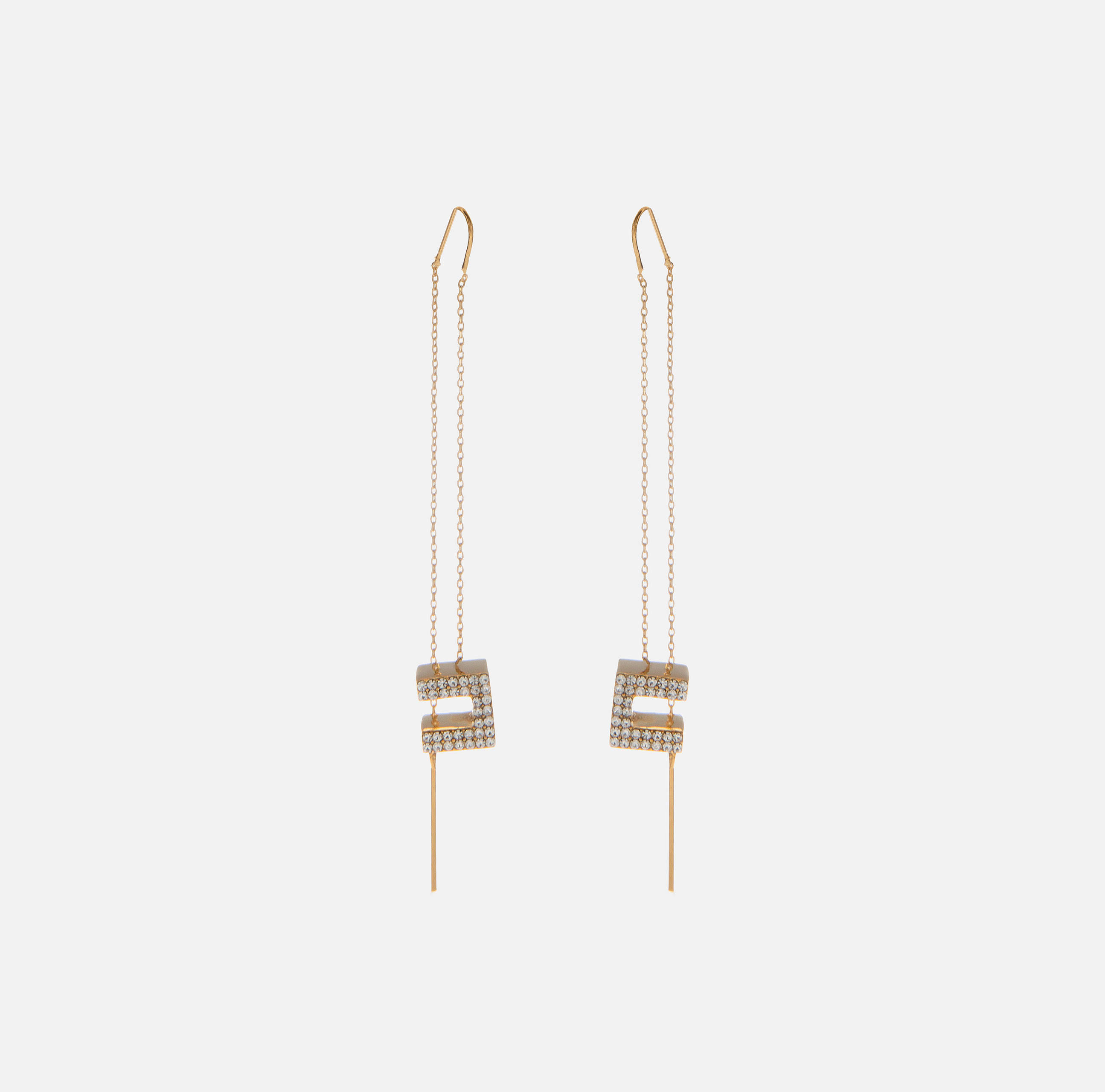 Pendant earrings with rhinestones logo - Elisabetta Franchi